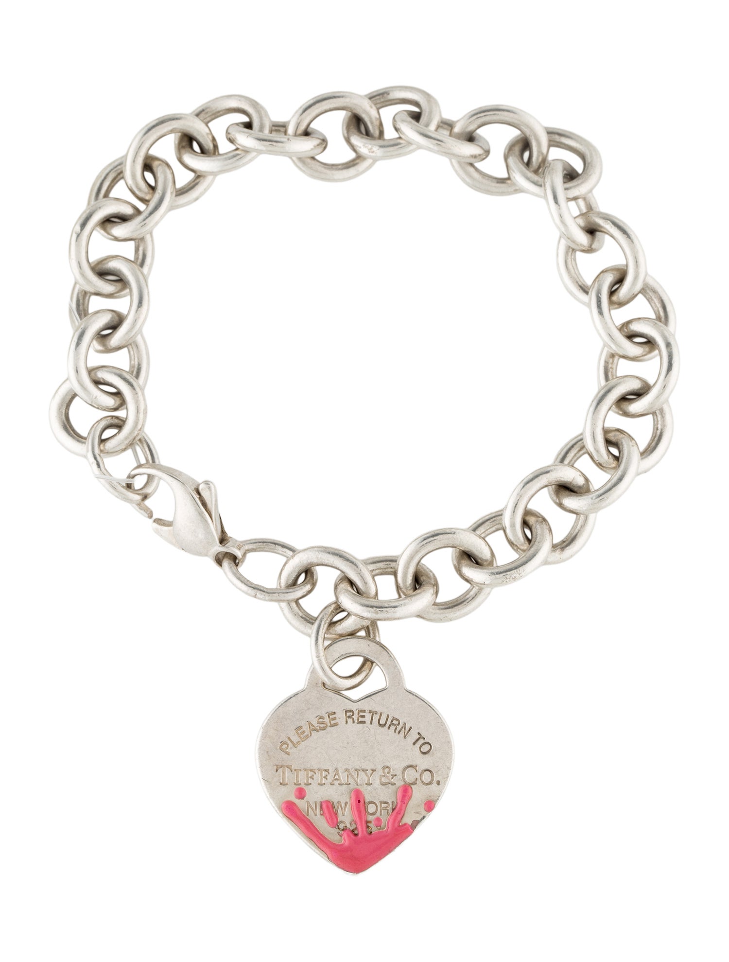 Tiffany & Co. Enamel Splash Heart Tag Charm Bracelet