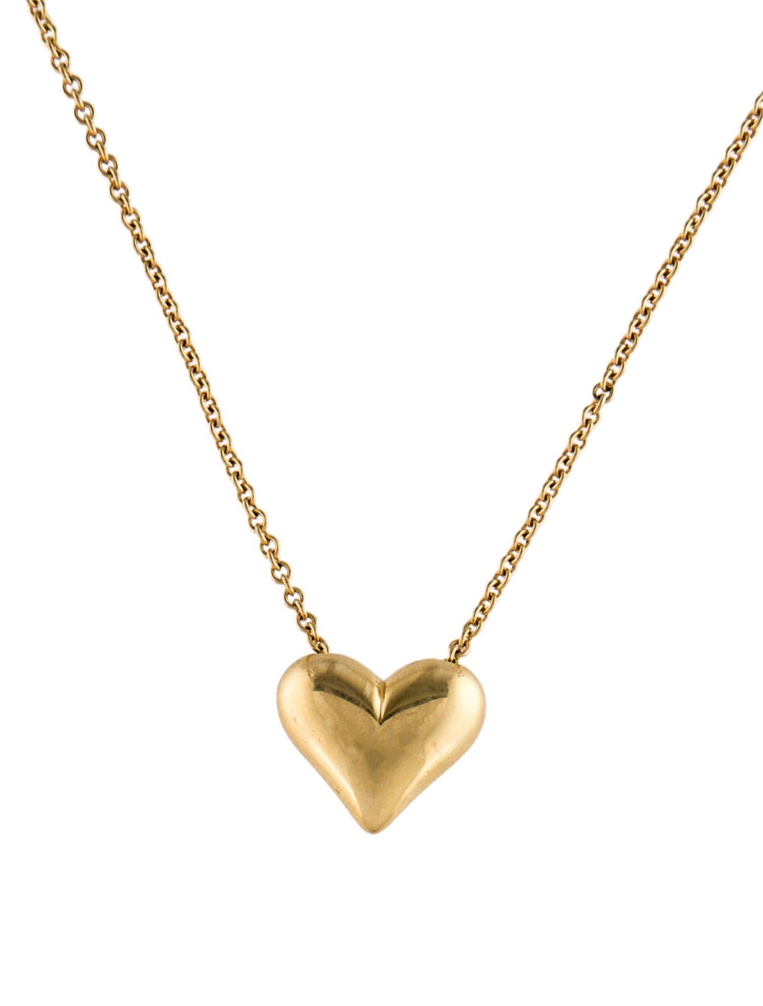 Tiffany & Co. Vintage 18K Puffed Heart Pendant Necklace