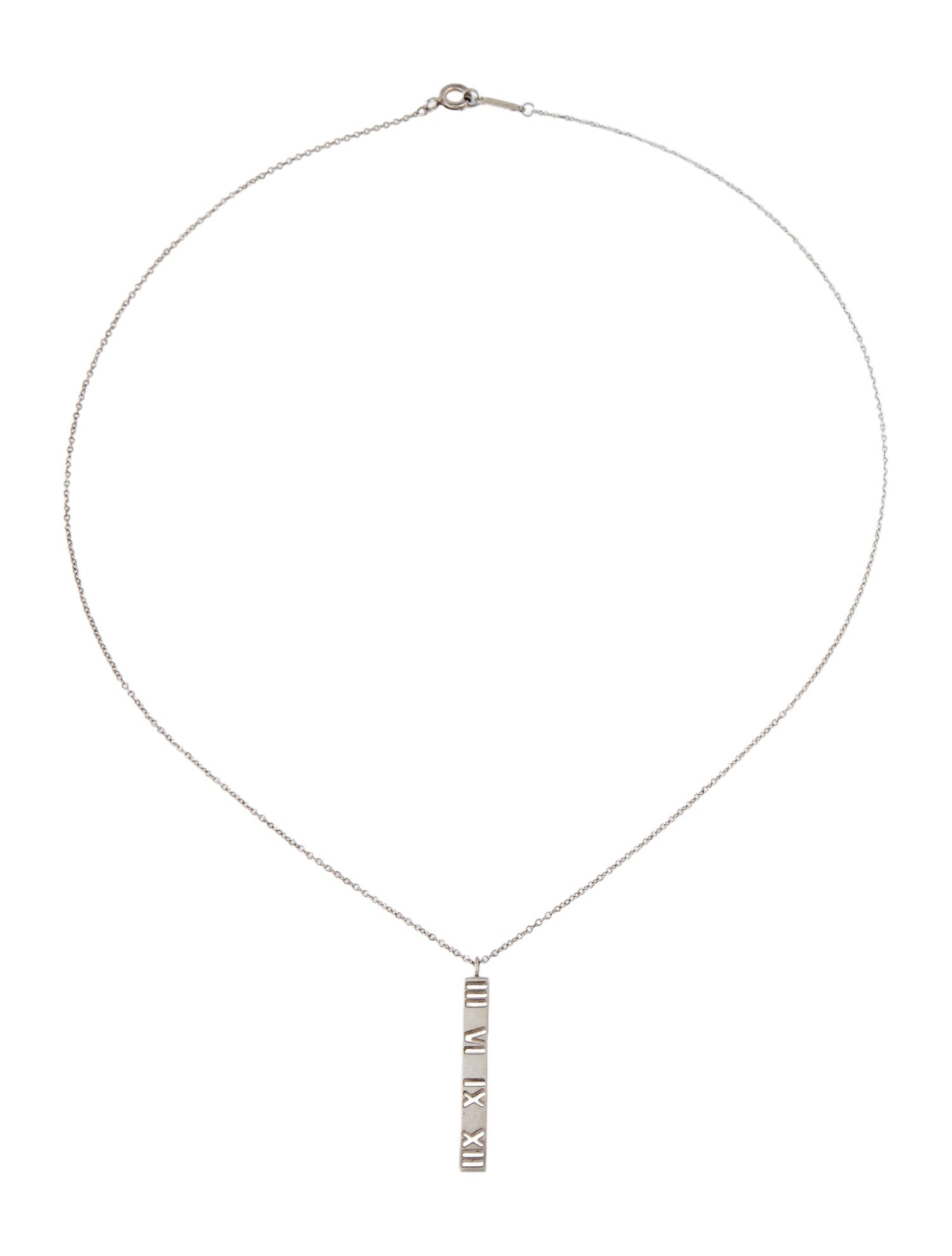 Tiffany & Co. Pierced Atlas Bar Pendant Necklace