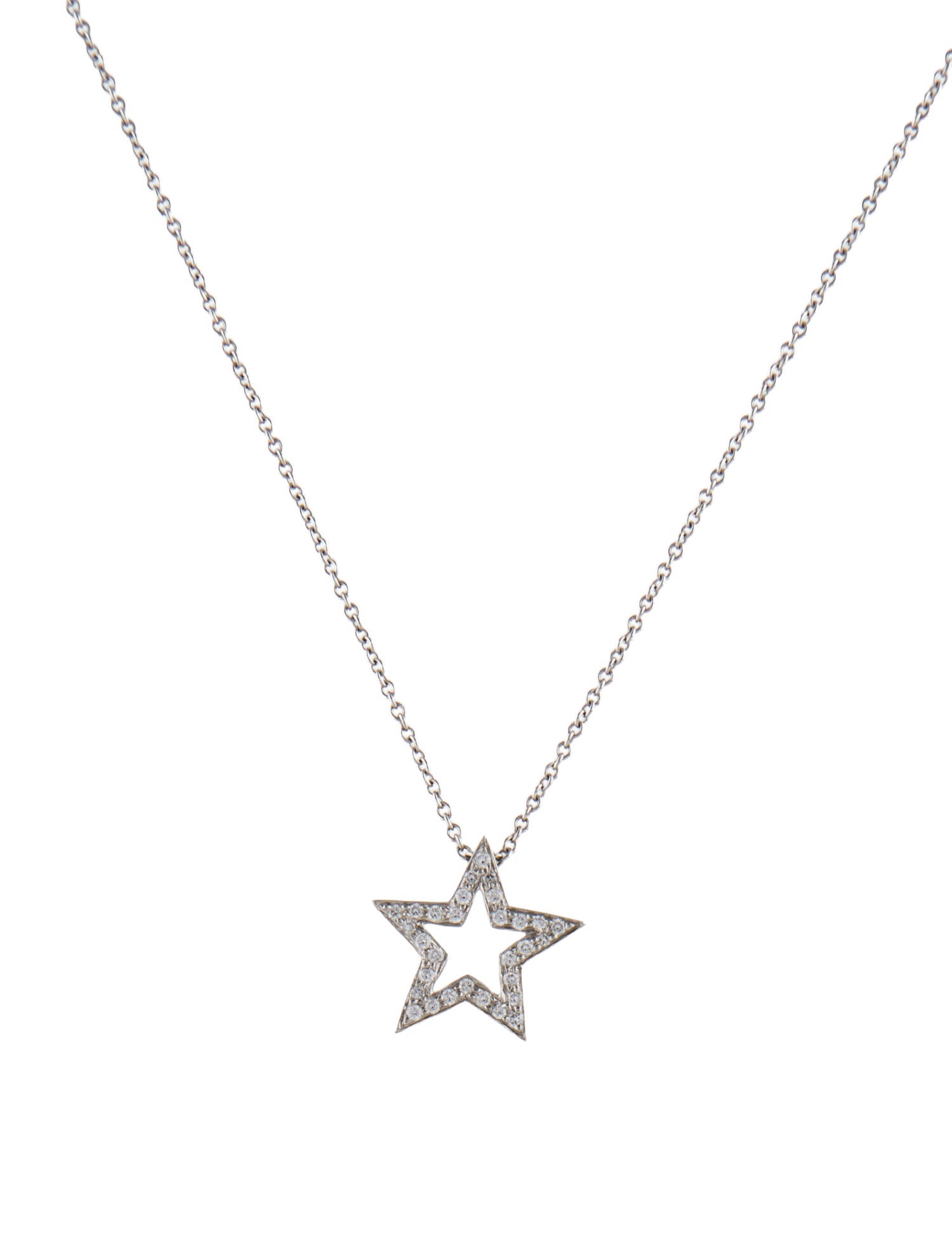 Tiffany & Co. Platinum Diamond Star Pendant Necklace