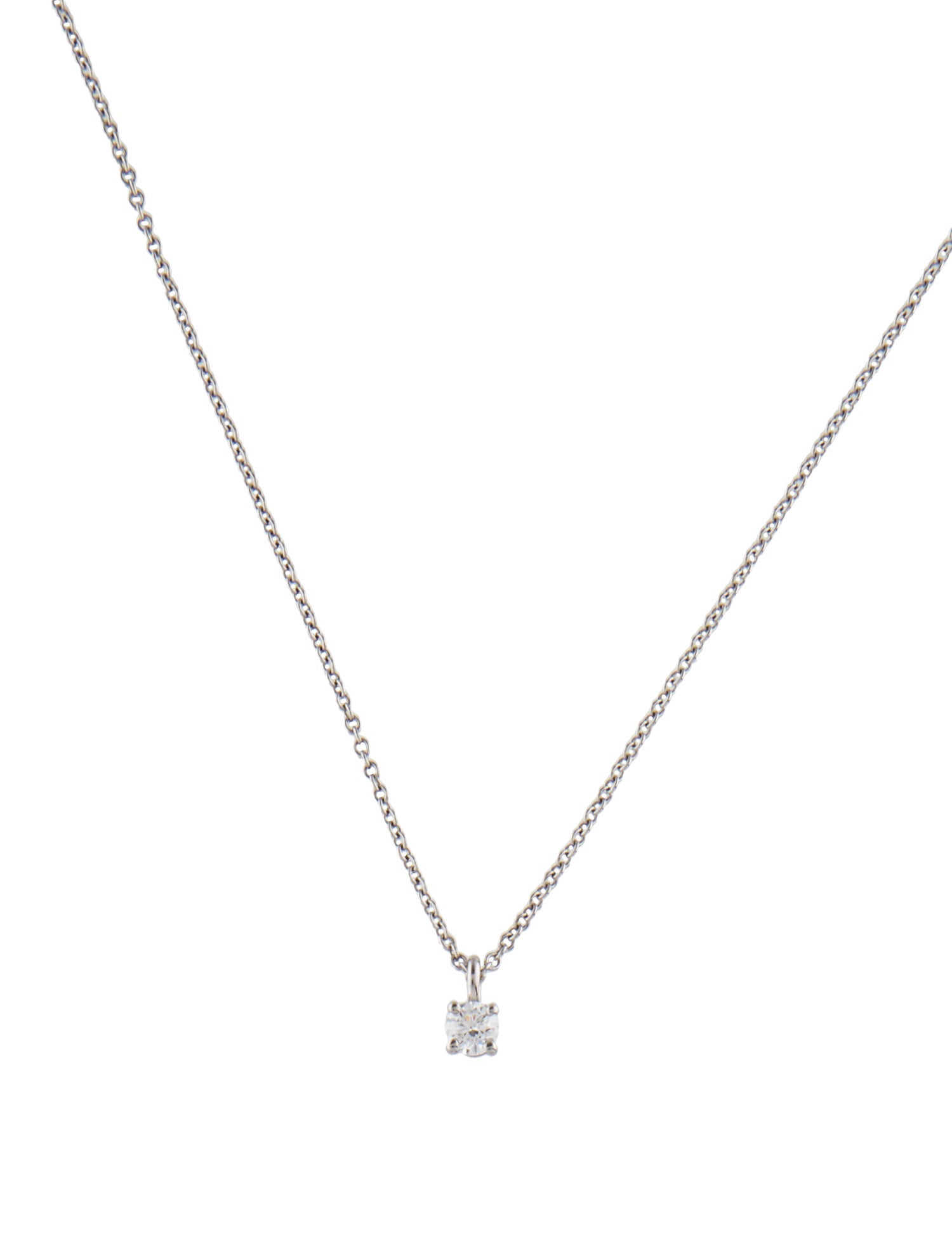Tiffany & Co. Platinum Diamond Solitaire Pendant Necklace