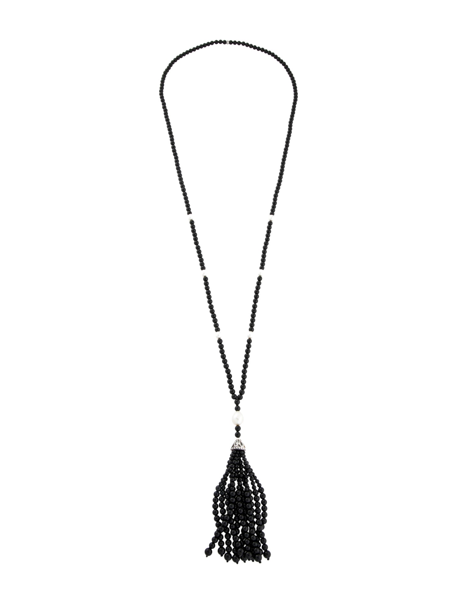 Tiffany & Co. Pearl & Onyx Ziegfeld Tassel Lavalier Necklace