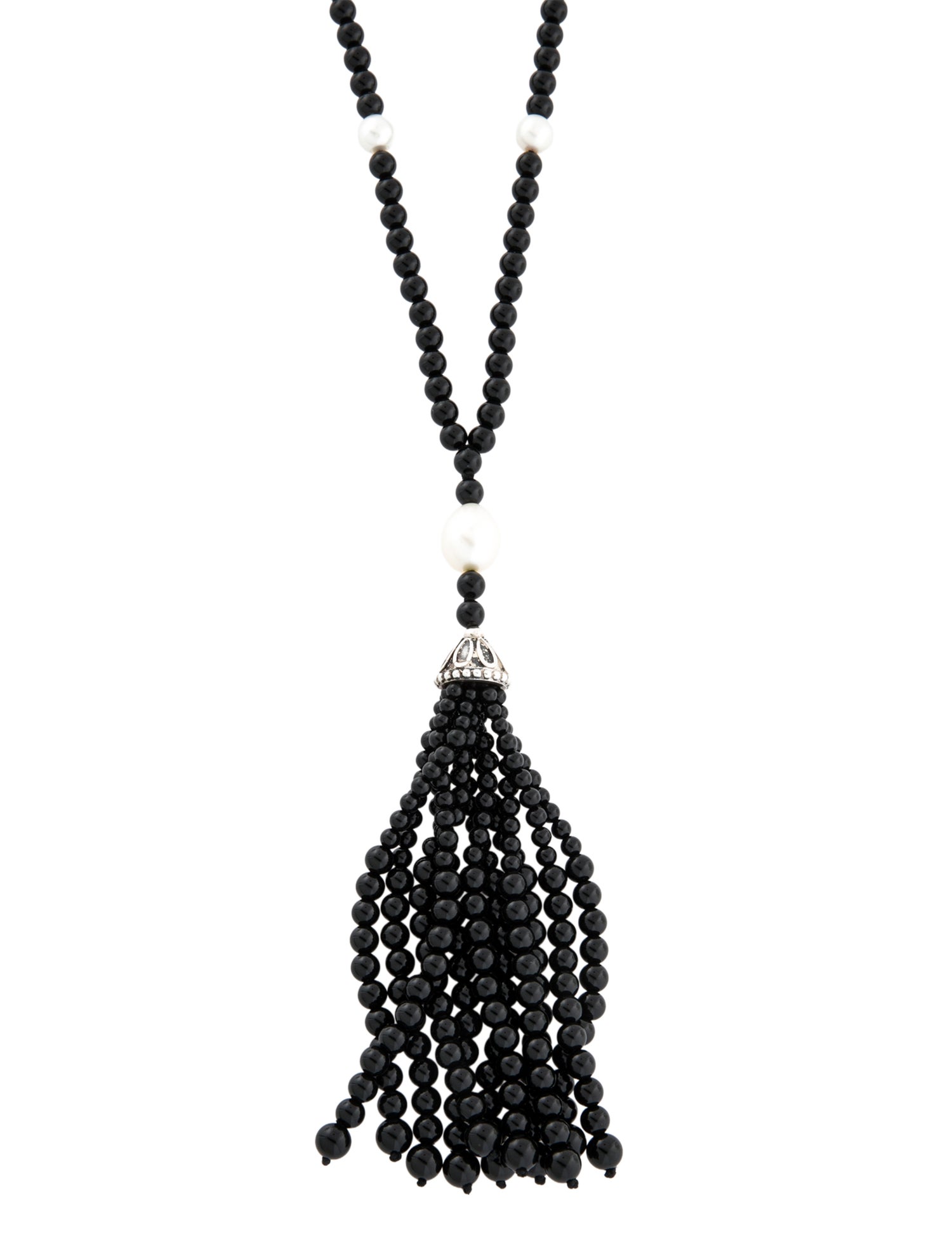 Tiffany & Co. Pearl & Onyx Ziegfeld Tassel Lavalier Necklace