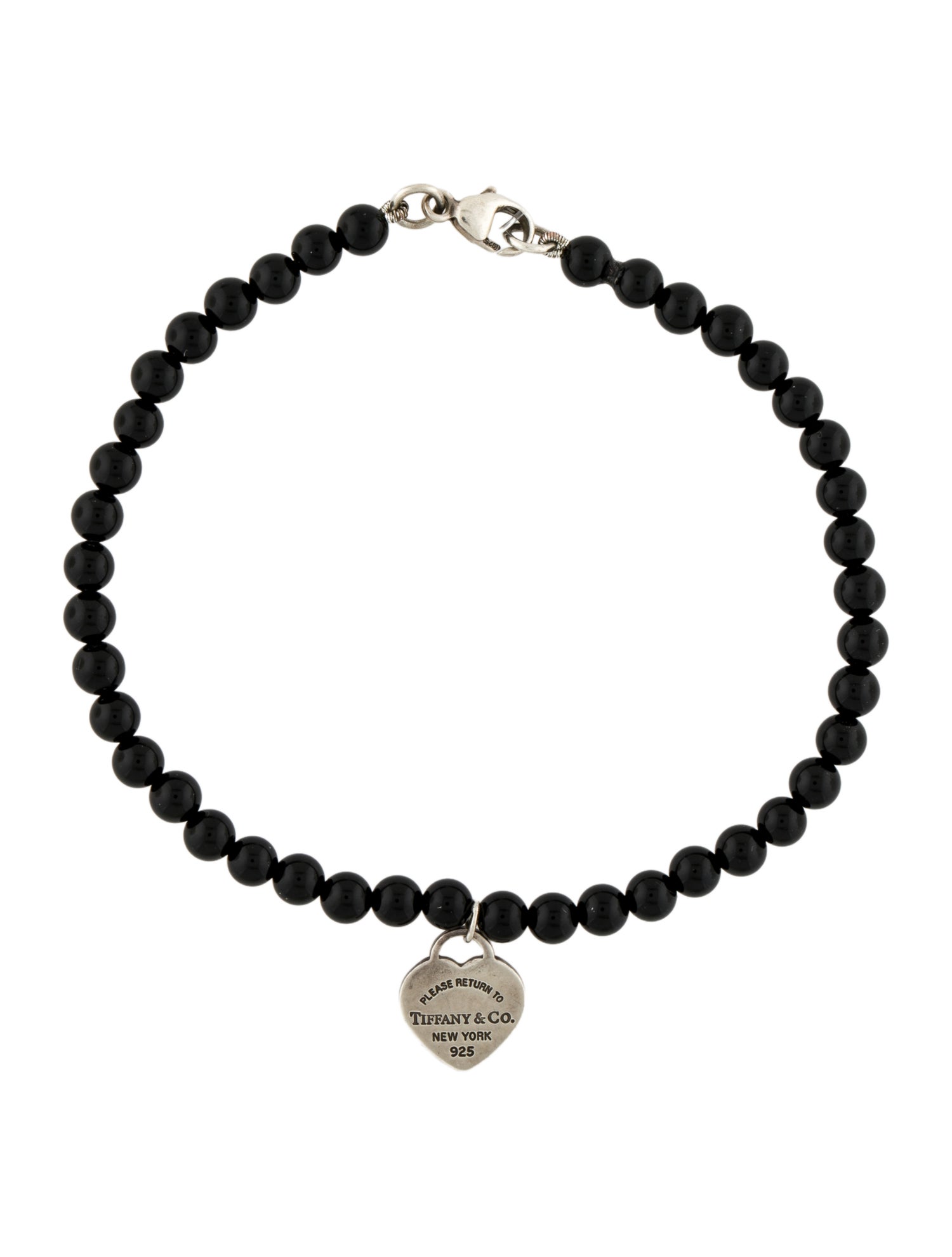 Tiffany & Co. Onyx Heart Tag Bead Bracelet