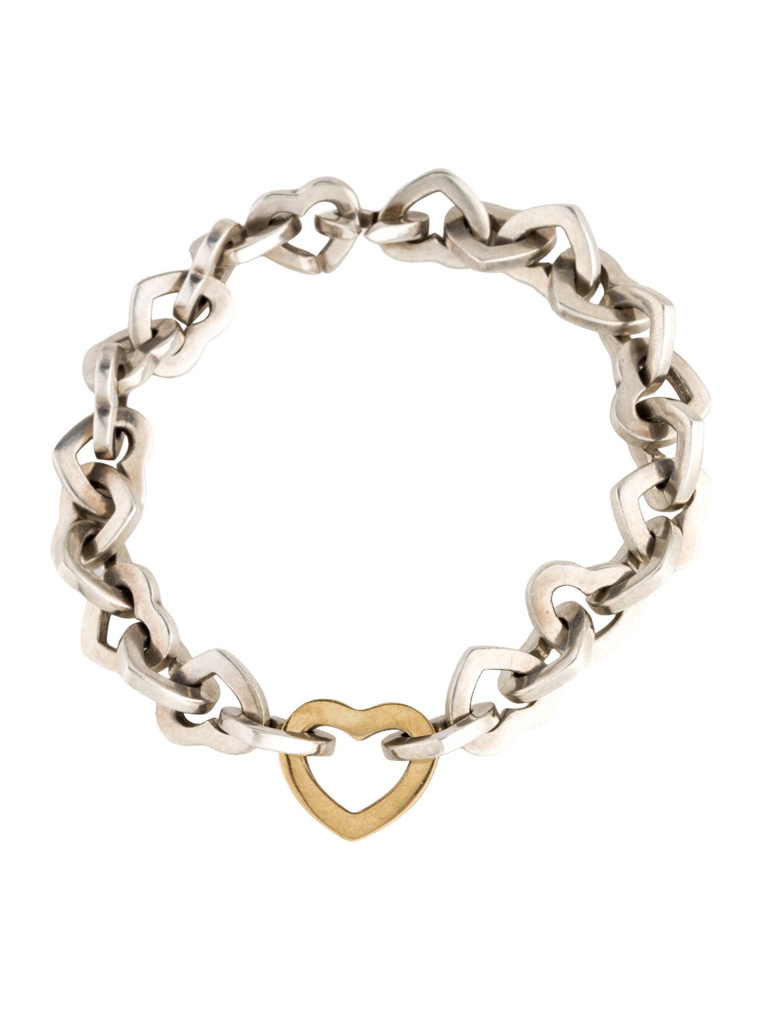 Tiffany & Co. Vintage Two-Tone Heart Link Bracelet