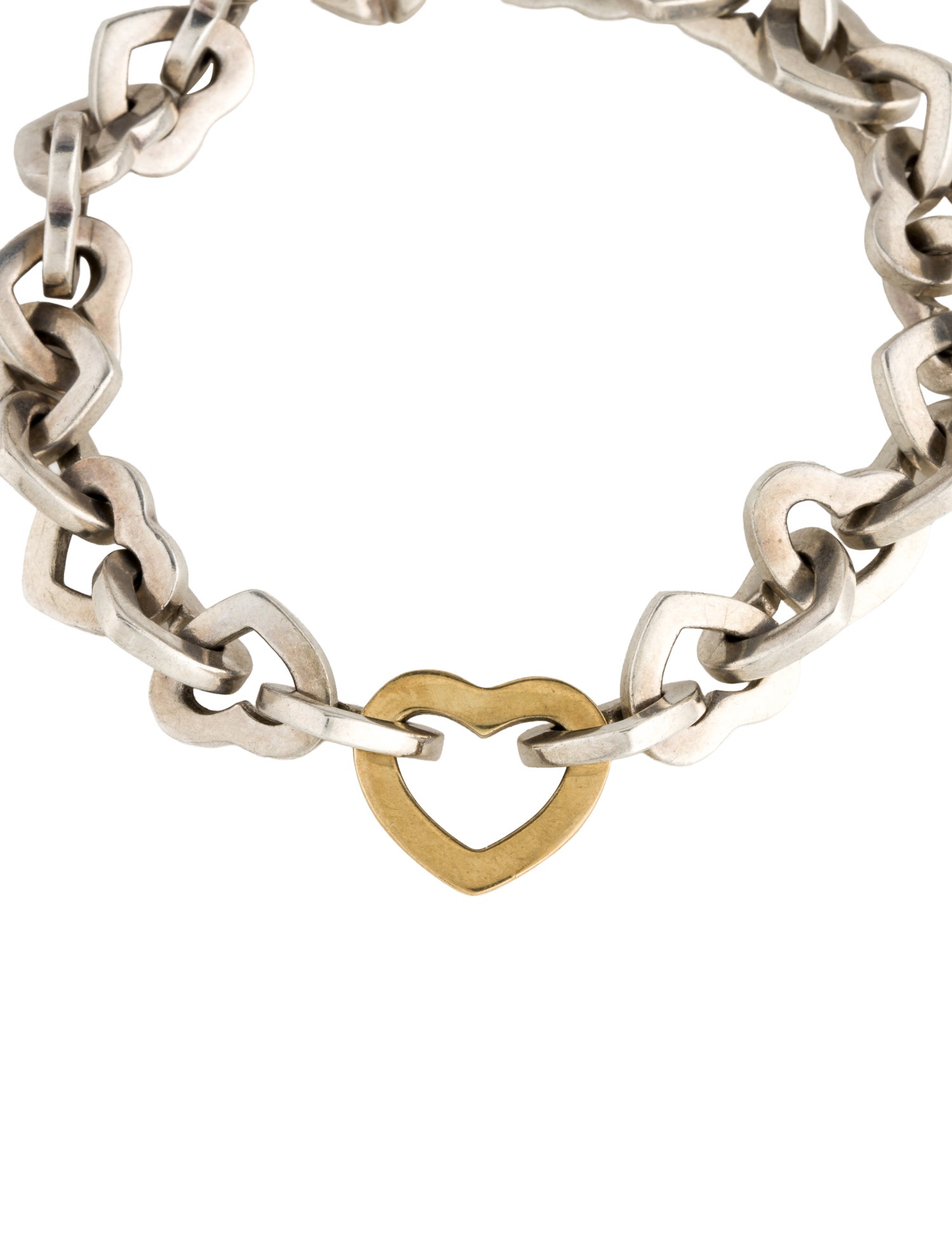 Tiffany & Co. Vintage Two-Tone Heart Link Bracelet