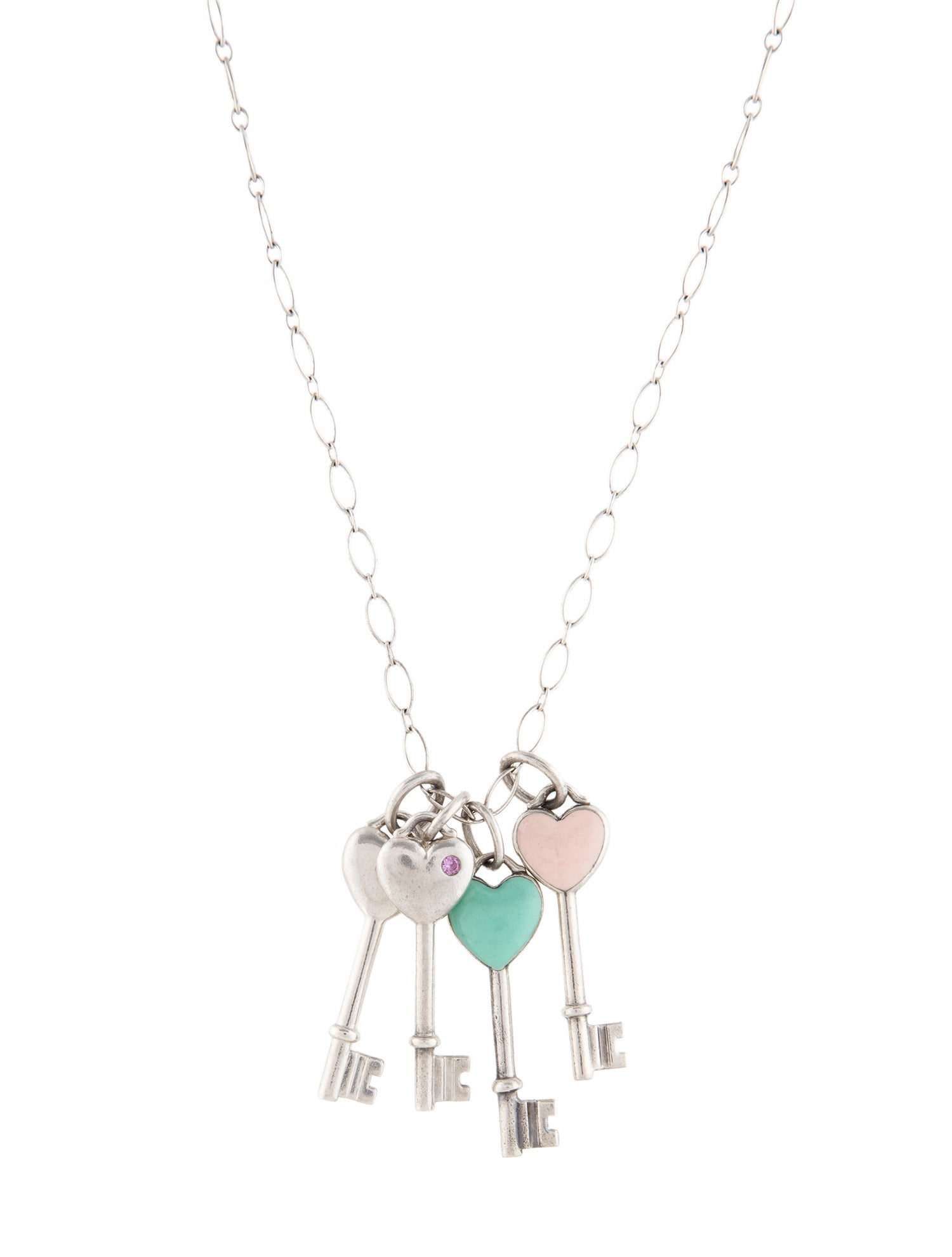 Tiffany & Co. Sapphire, Diamond & Enamel Four Key Pendant Necklace
