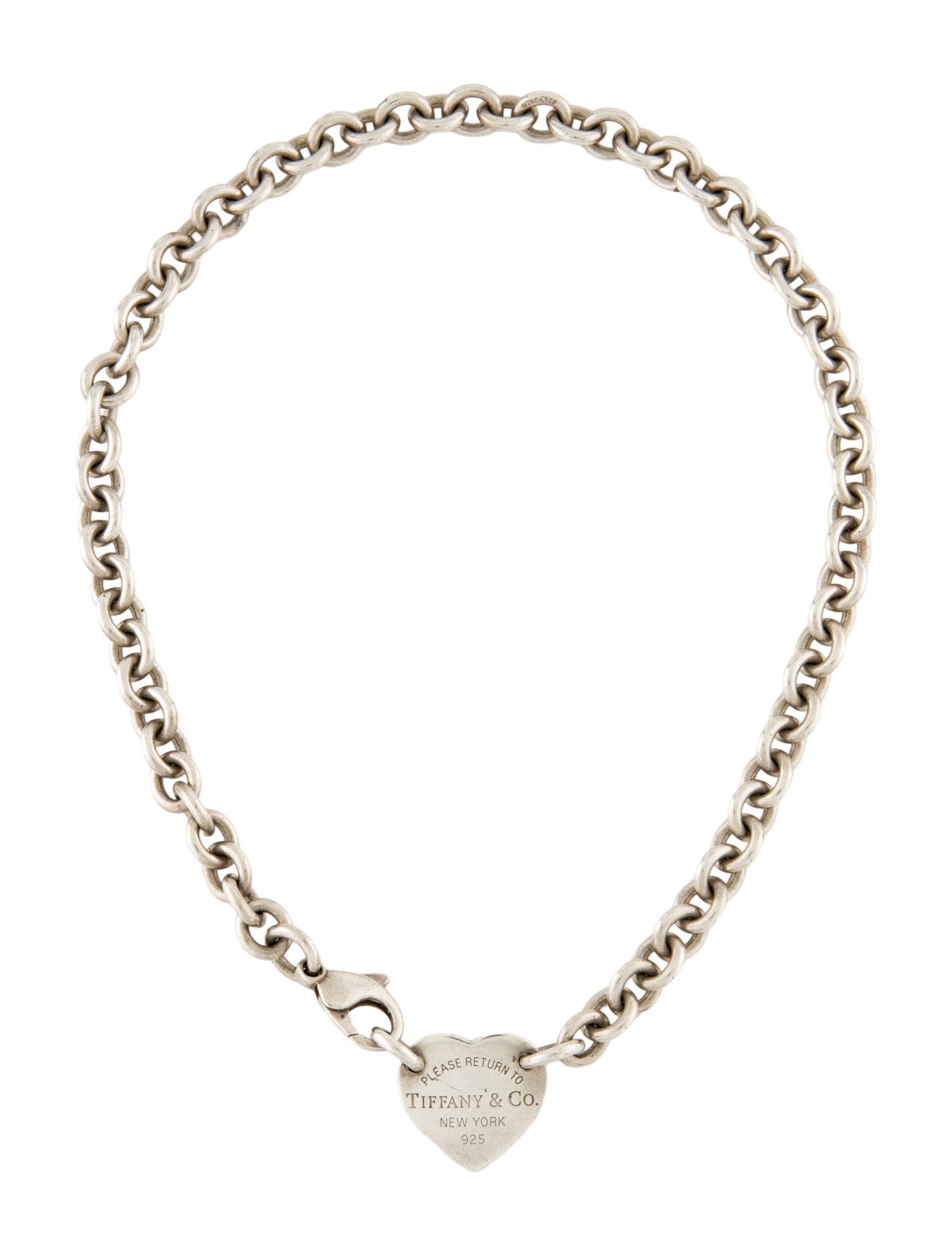 Tiffany & Co. Heart Tag Chain Link Choker Necklace