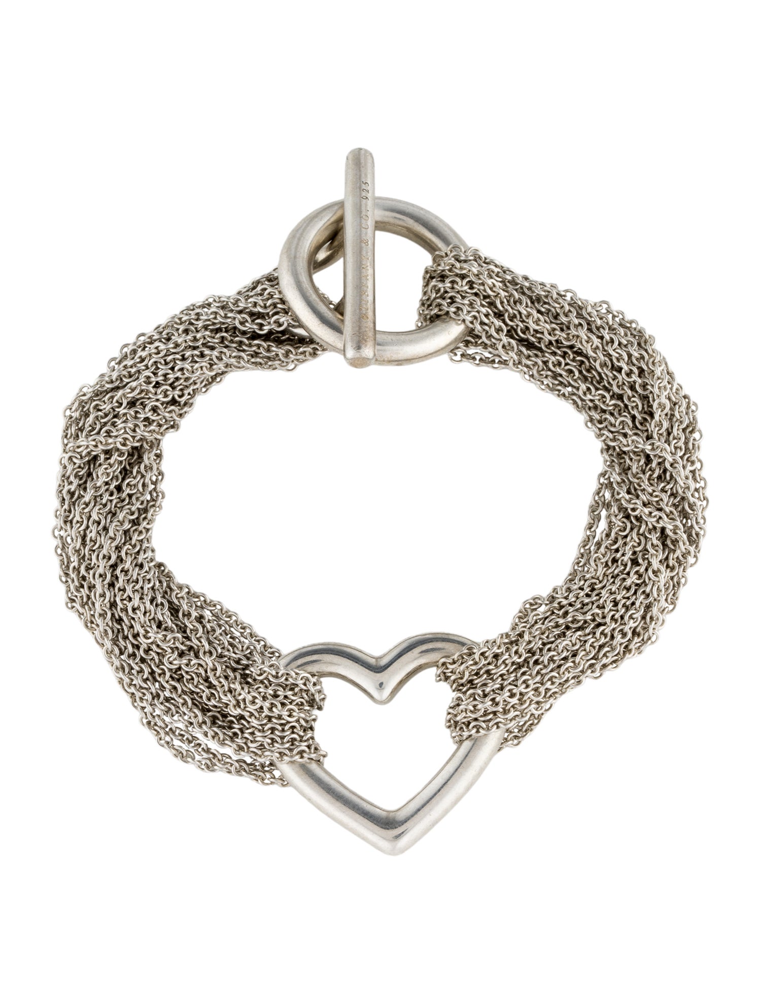 Tiffany & Co. Multi Chain Mesh Open Heart Toggle Bracelet