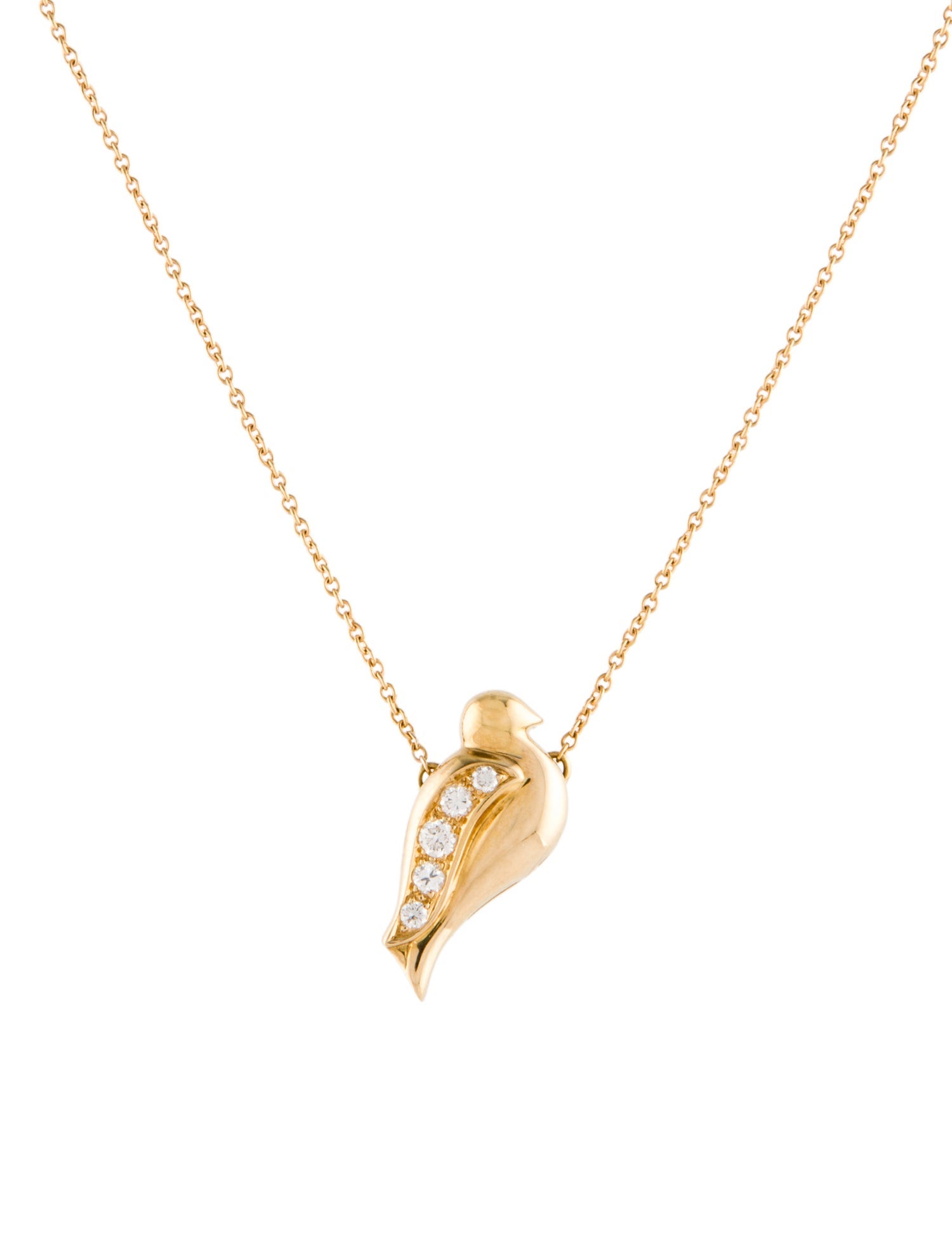 Tiffany & Co. 18K Diamond Dove Pendant Necklace