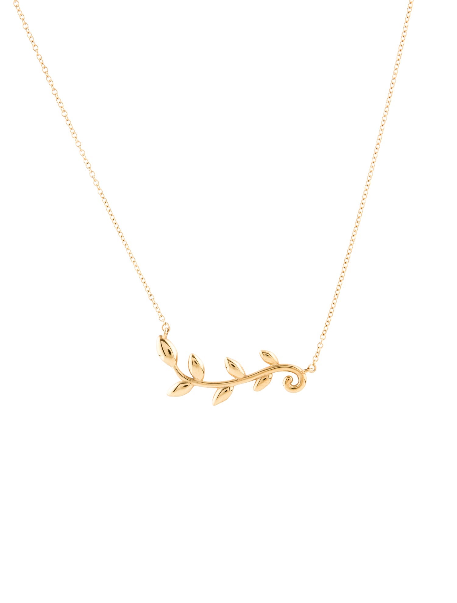 Tiffany & Co. 18K Olive Leaf Vine Pendant Necklace