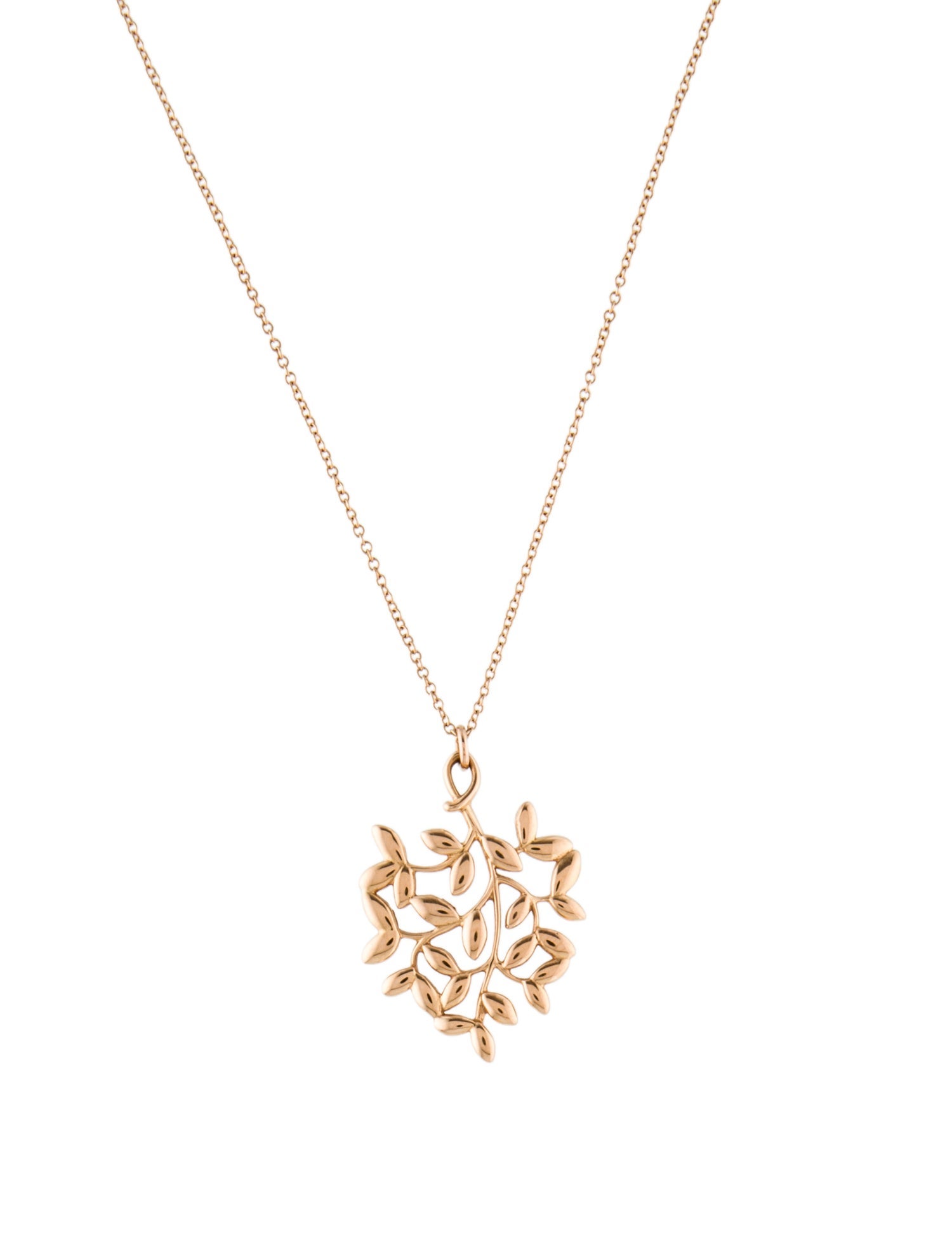 Tiffany & Co. 18K Olive Leaf Pendant Necklace