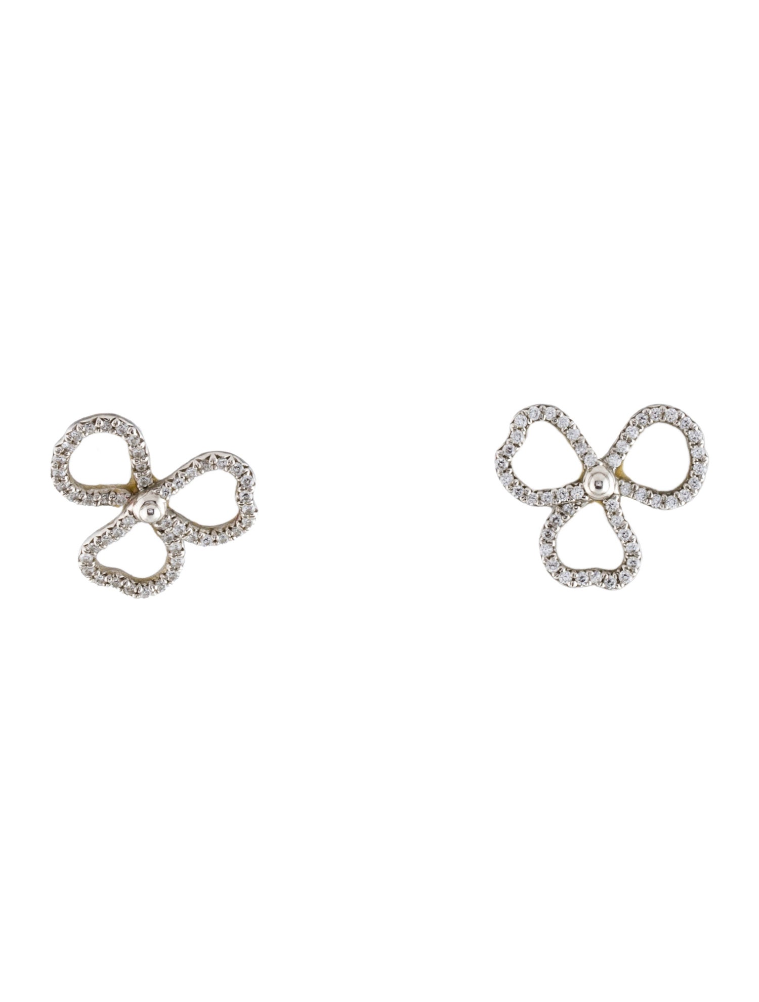 Tiffany & Co. Platinum Diamond Open Flower Stud Earrings