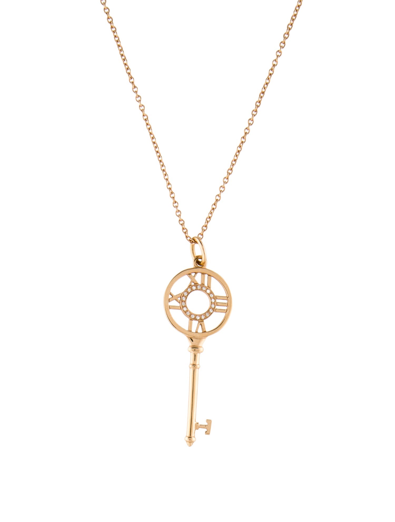 Tiffany & Co. 18K Diamond Atlas Key Pendant Necklace