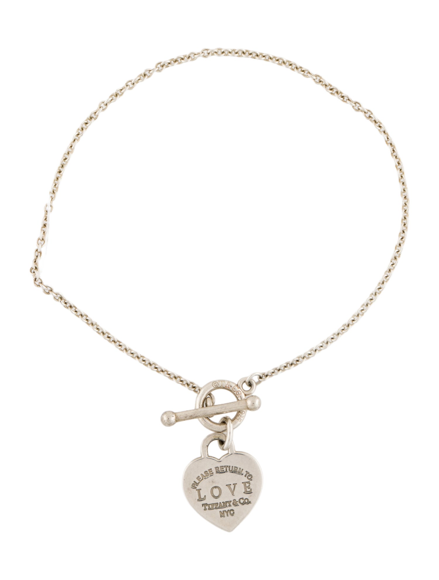 Tiffany & Co. Enamel 'Love' Heart Tag Toggle Charm Bracelet