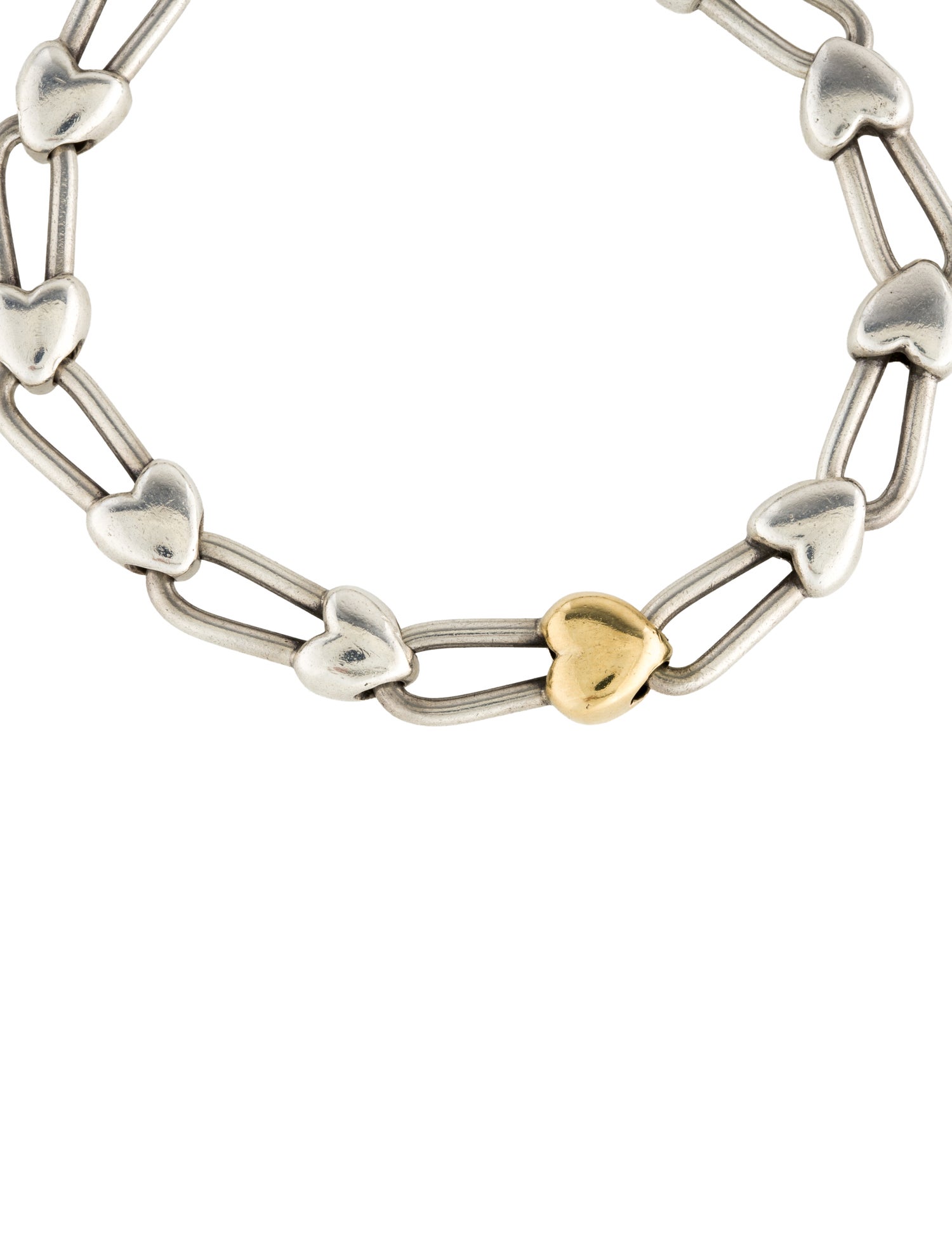 Tiffany & Co. Vintage Two-Tone Heart Link Bracelet