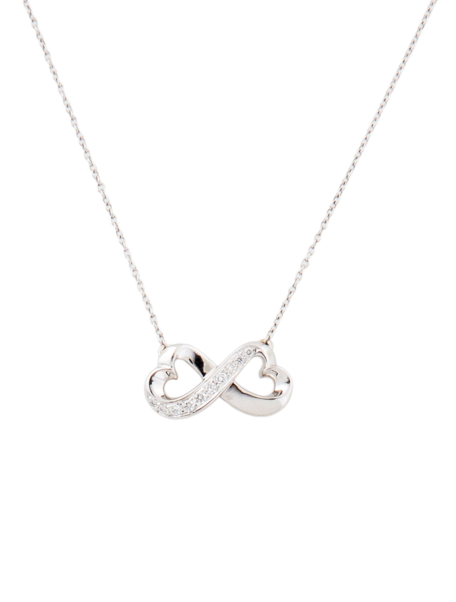 Tiffany & Co. 18K Diamond Loving Infinty Heart Pendant Necklace