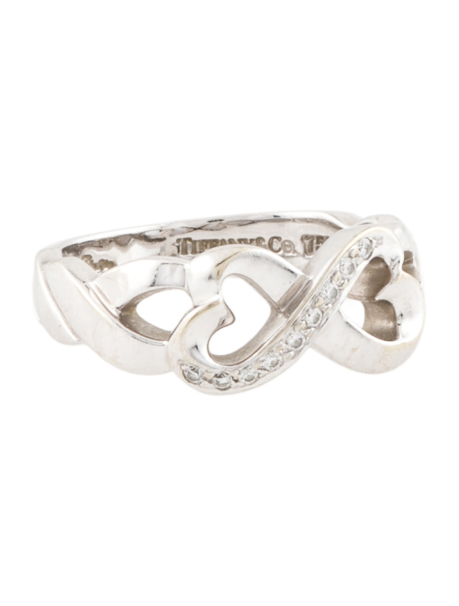 Tiffany & Co. 18K Diamond Double Loving Heart Band