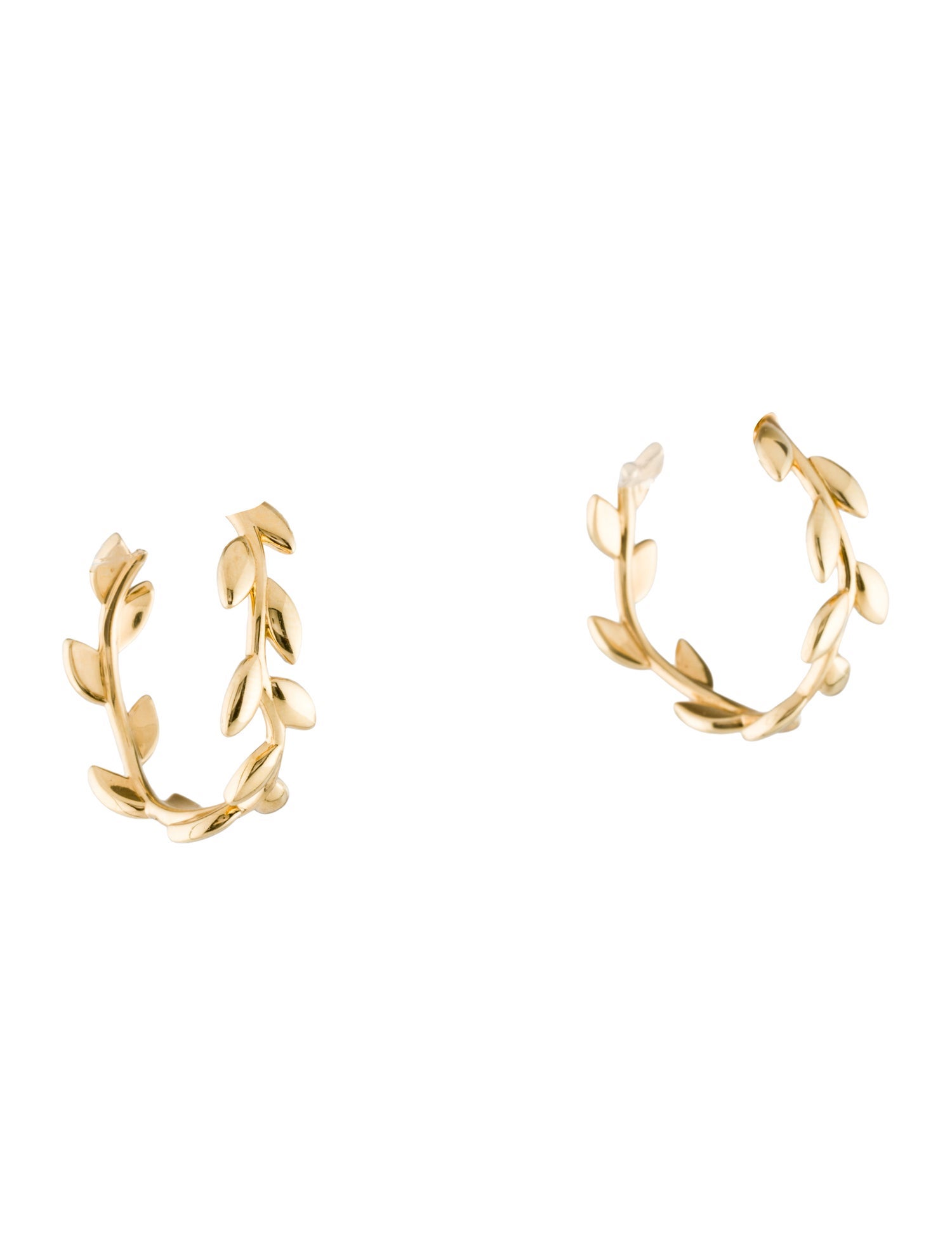Tiffany & Co. 18K Olive Leaf Hoop Earrings