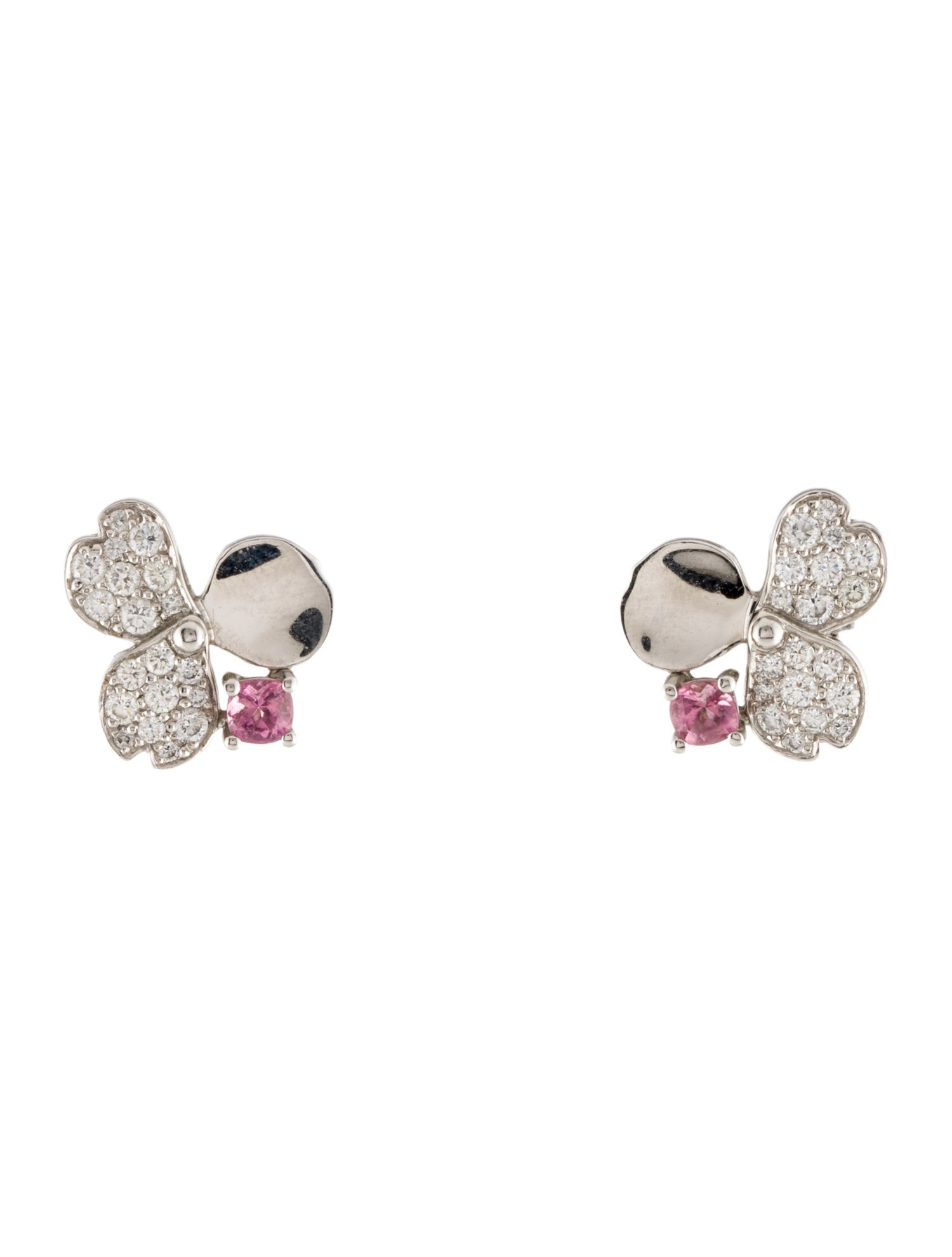 Tiffany & Co. Platinum Tourmaline & Diamond Paper Flowers Stud Earrings