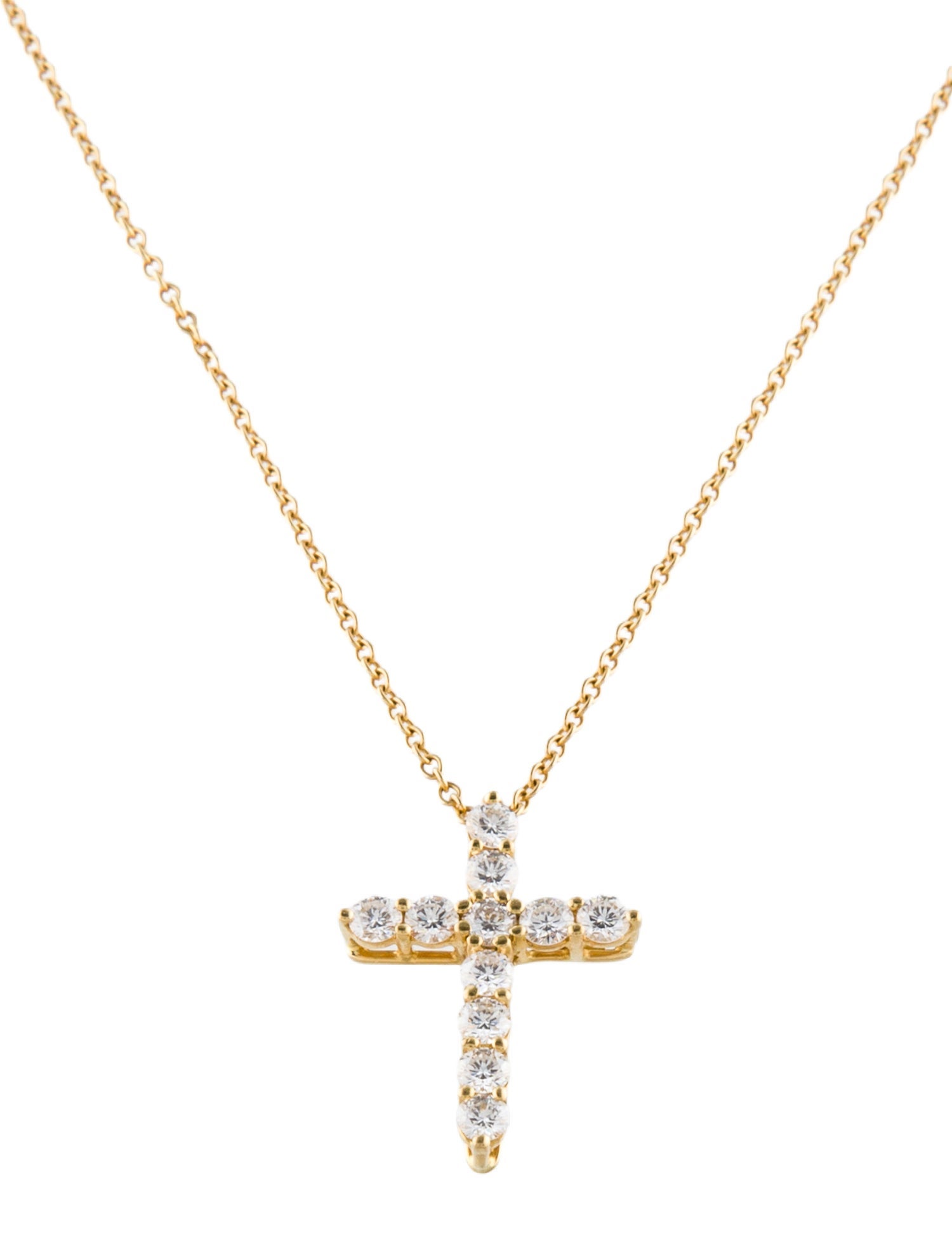 Tiffany & Co. 18K Diamond Cross Pendant Necklace