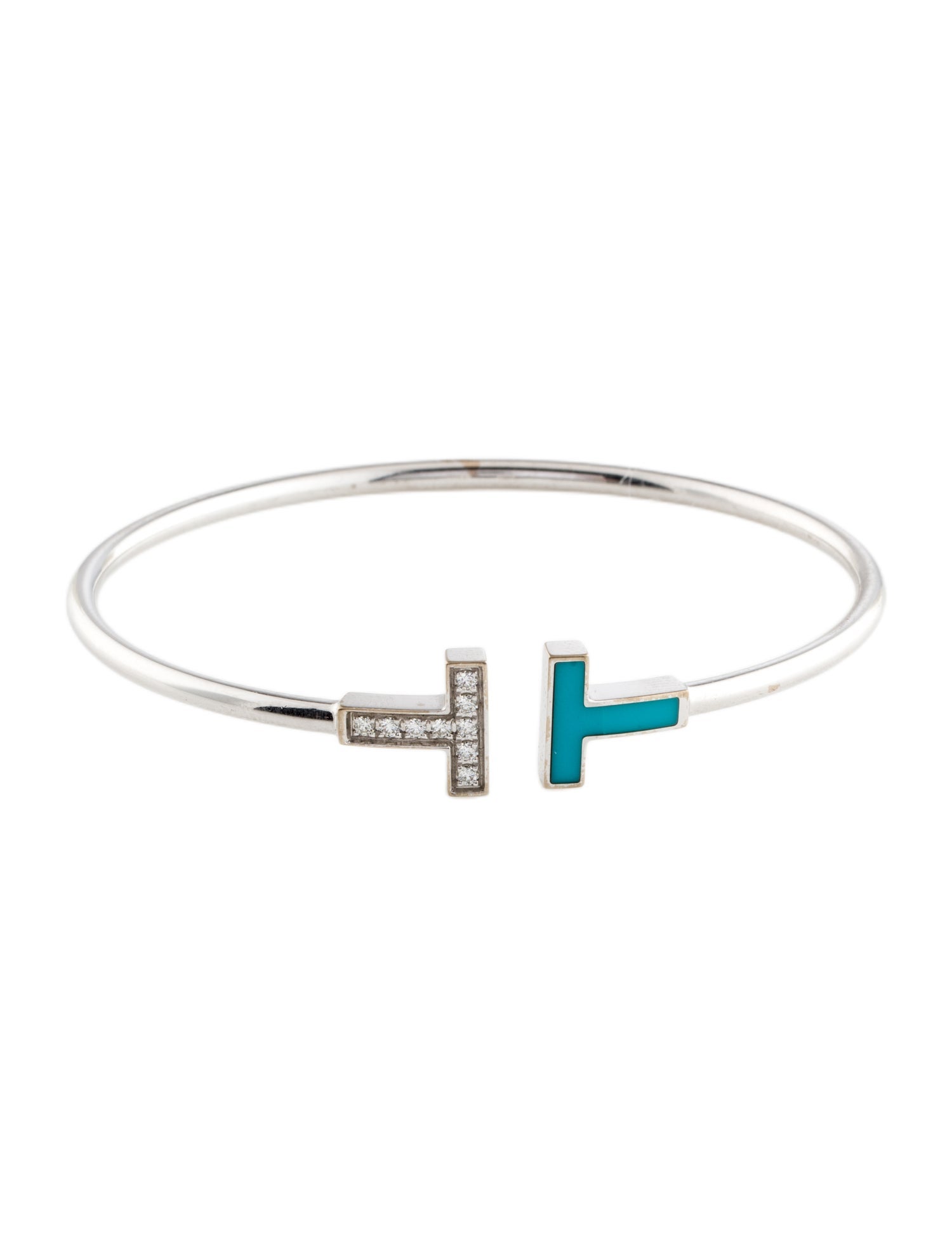 Tiffany & Co. 18K Turquoise & Diamond T Wire Bracelet
