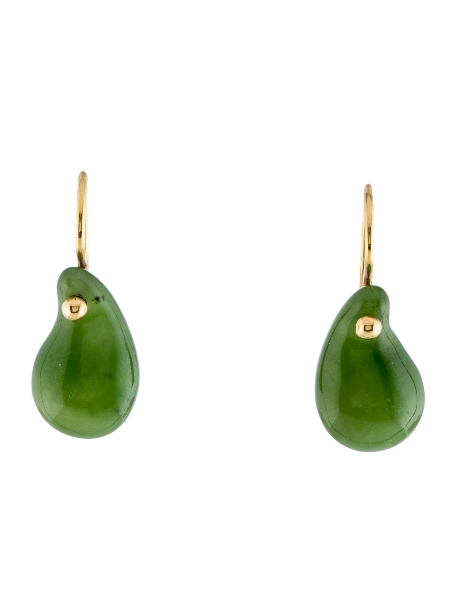 Tiffany & Co. Vintage 18K Nephrite Bean Drop Earrings