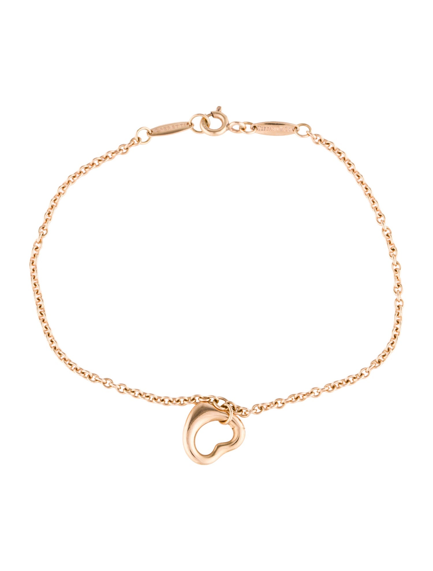 Tiffany & Co. 18K Open Heart Elsa Peretti Charm Bracelet