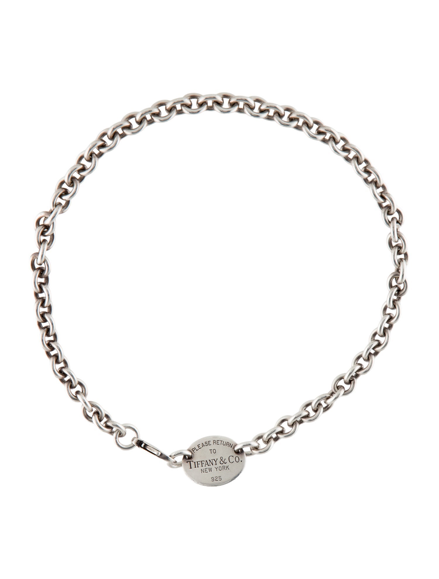 Tiffany & Co. Oval Tag Chain Link Choker Necklace