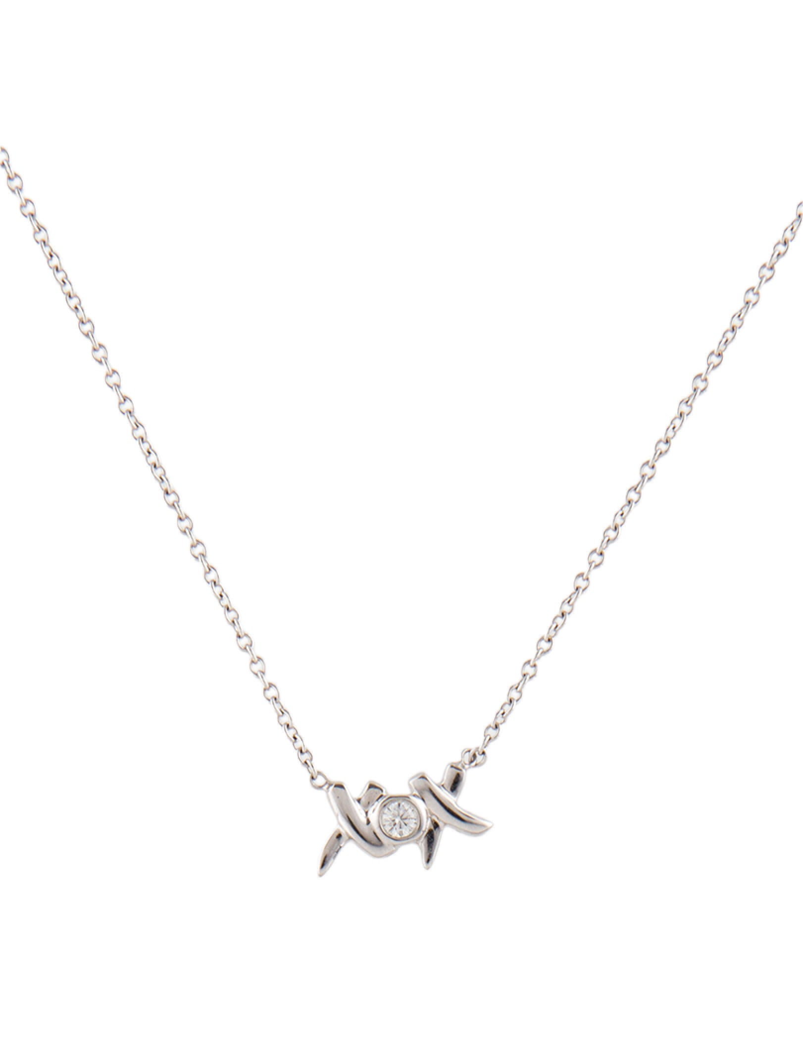 Tiffany & Co. 18K Diamond 'XO' Pendant Necklace