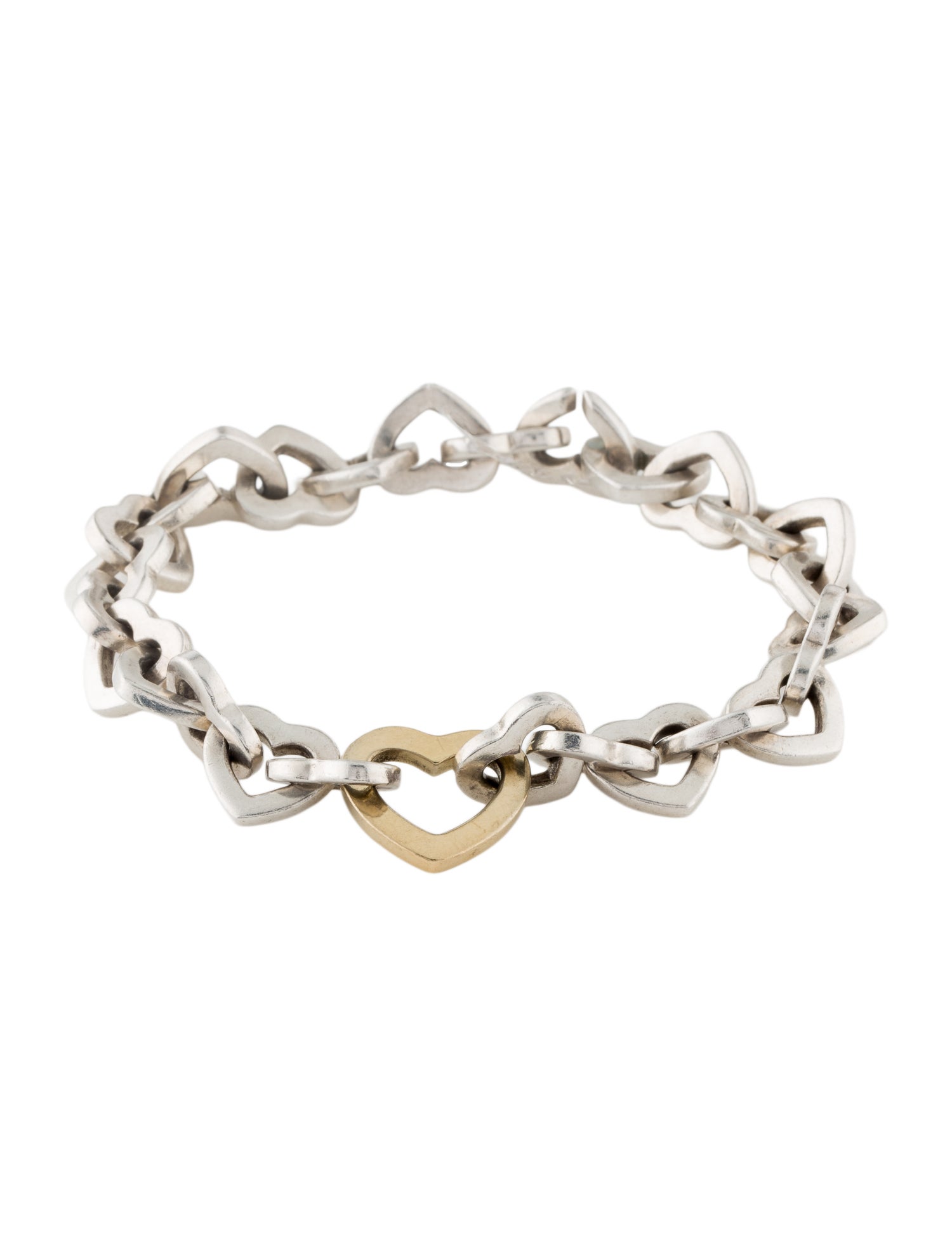 Tiffany & Co. Vintage Two-Tone Heart Link Bracelet