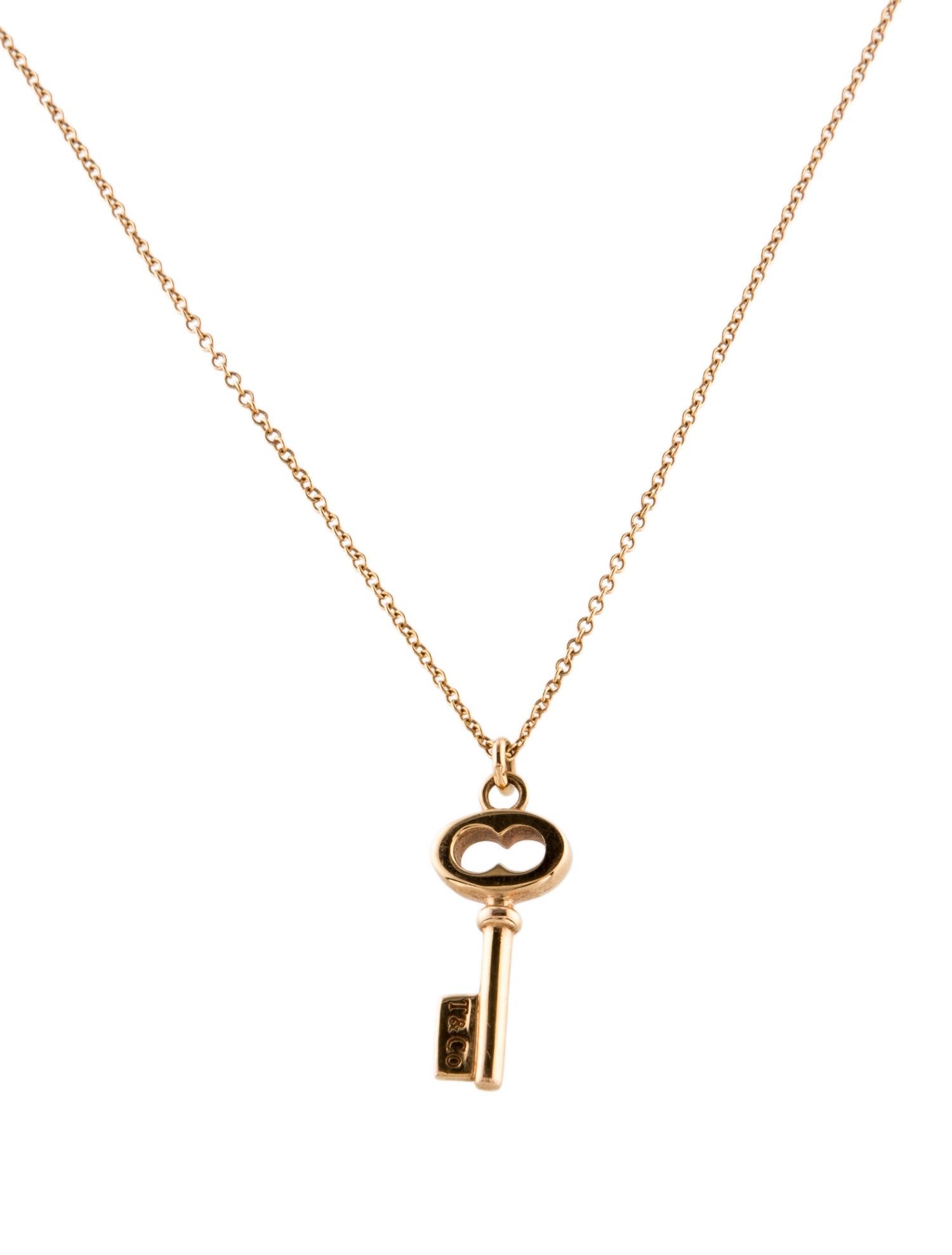 Tiffany & Co. 18K Oval Key Pendant Necklace