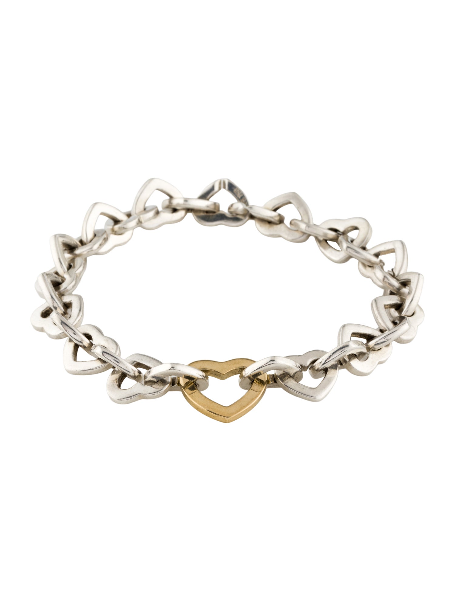 Tiffany & Co. Vintage Two-Tone Heart Link Bracelet