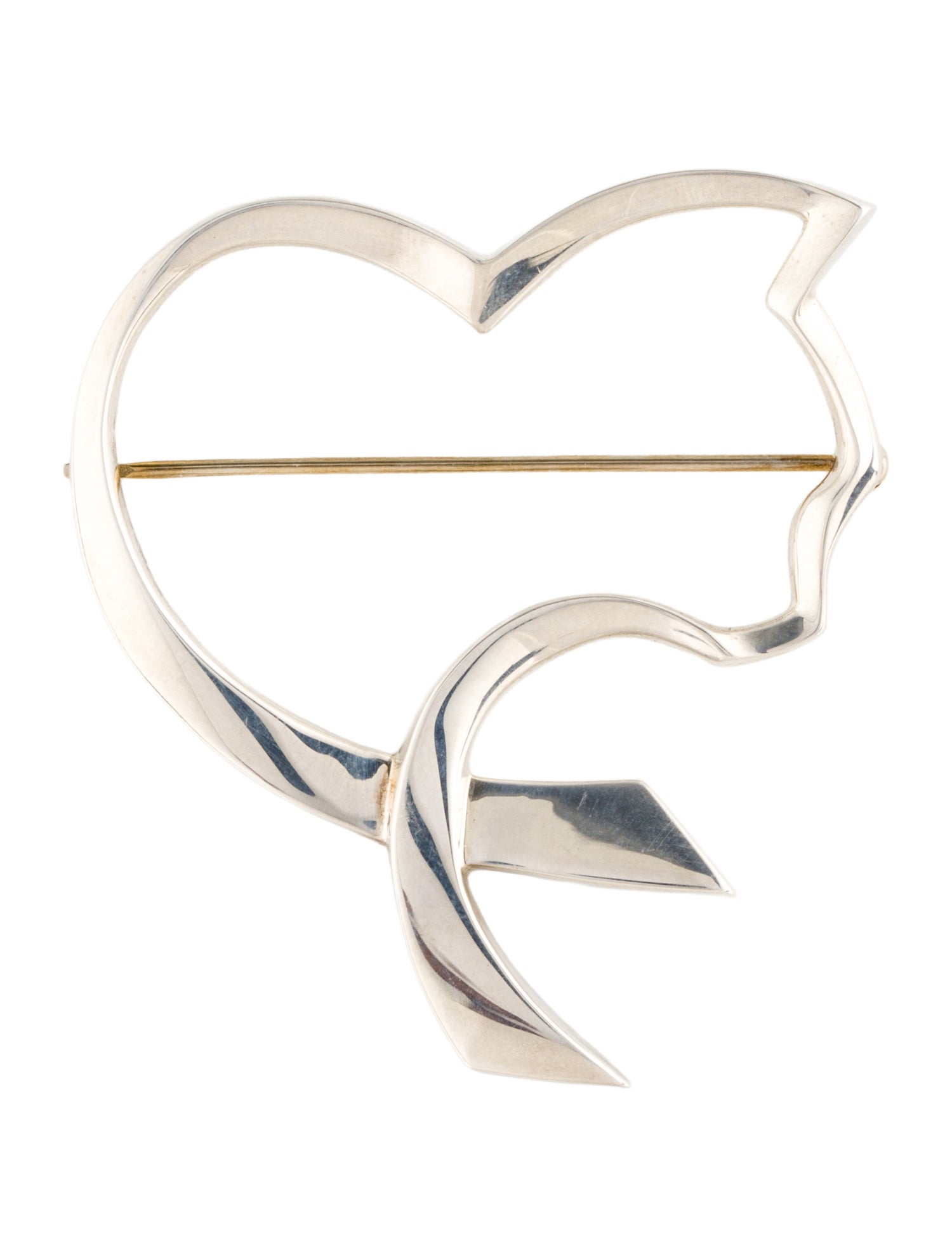 Tiffany & Co. Vintage Open Heart Cat Pin Brooch