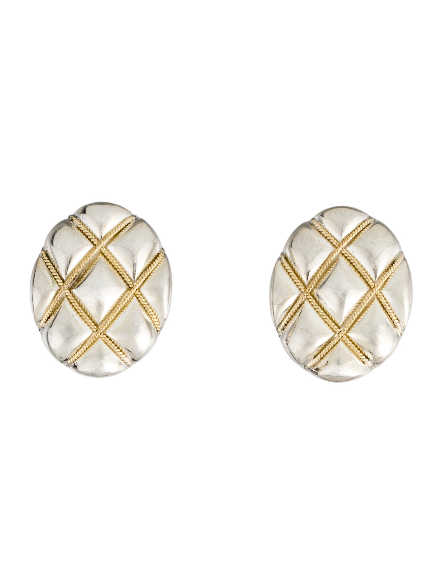 Tiffany & Co. Vintage Two-Tone Quilted Earclips