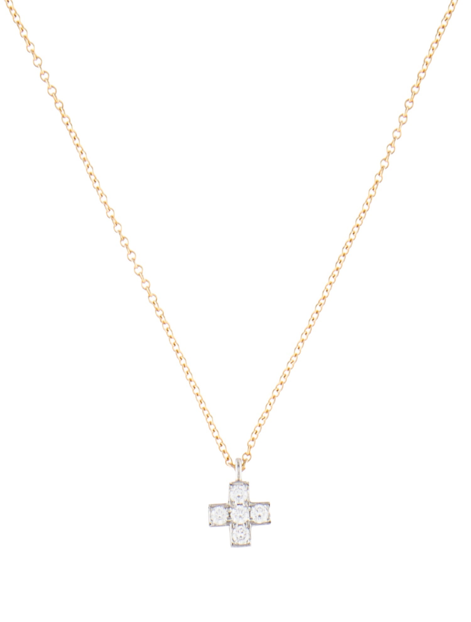 Tiffany & Co. Diamond Mini Cruciform Cross Pendant Necklace