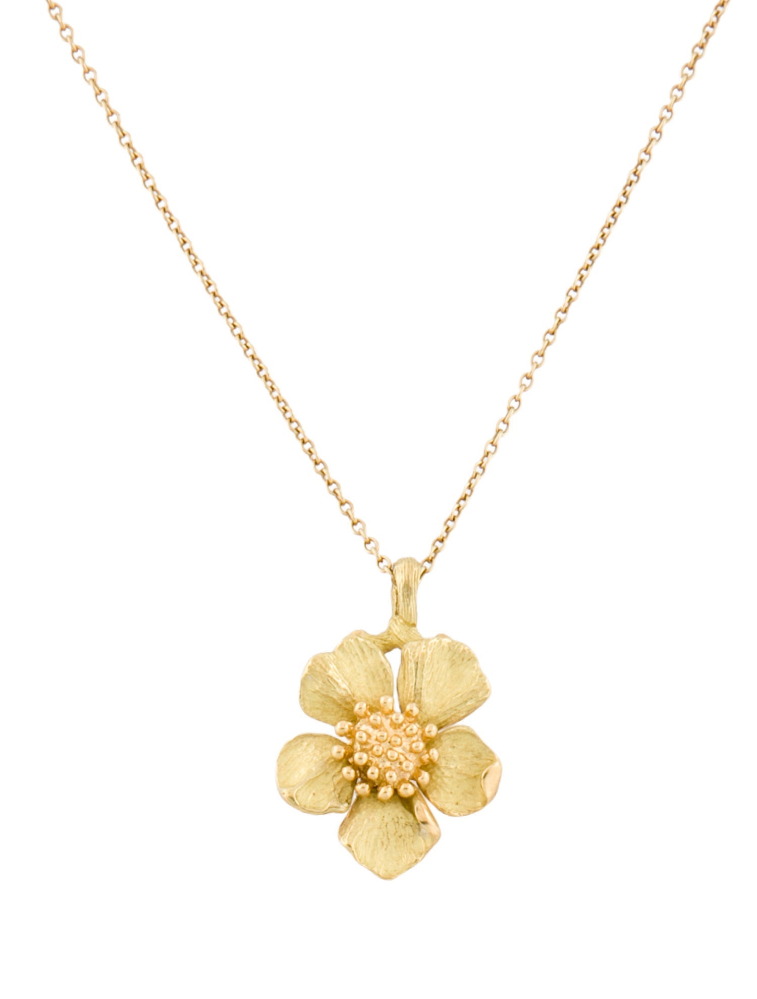 Tiffany & Co. Vintage 18K Flower Pendant Necklace