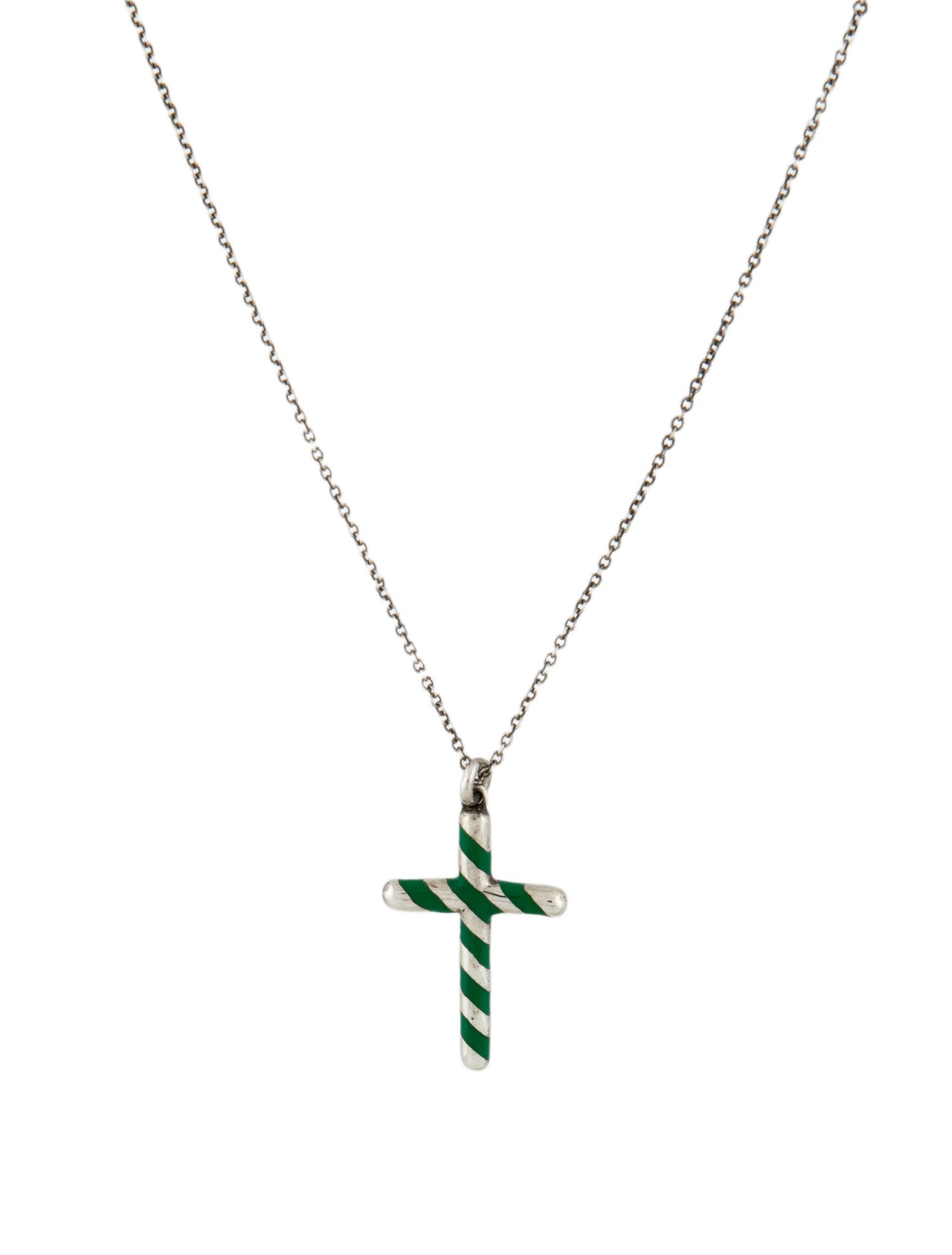 Tiffany & Co. Enamel Cross Pendant Necklace