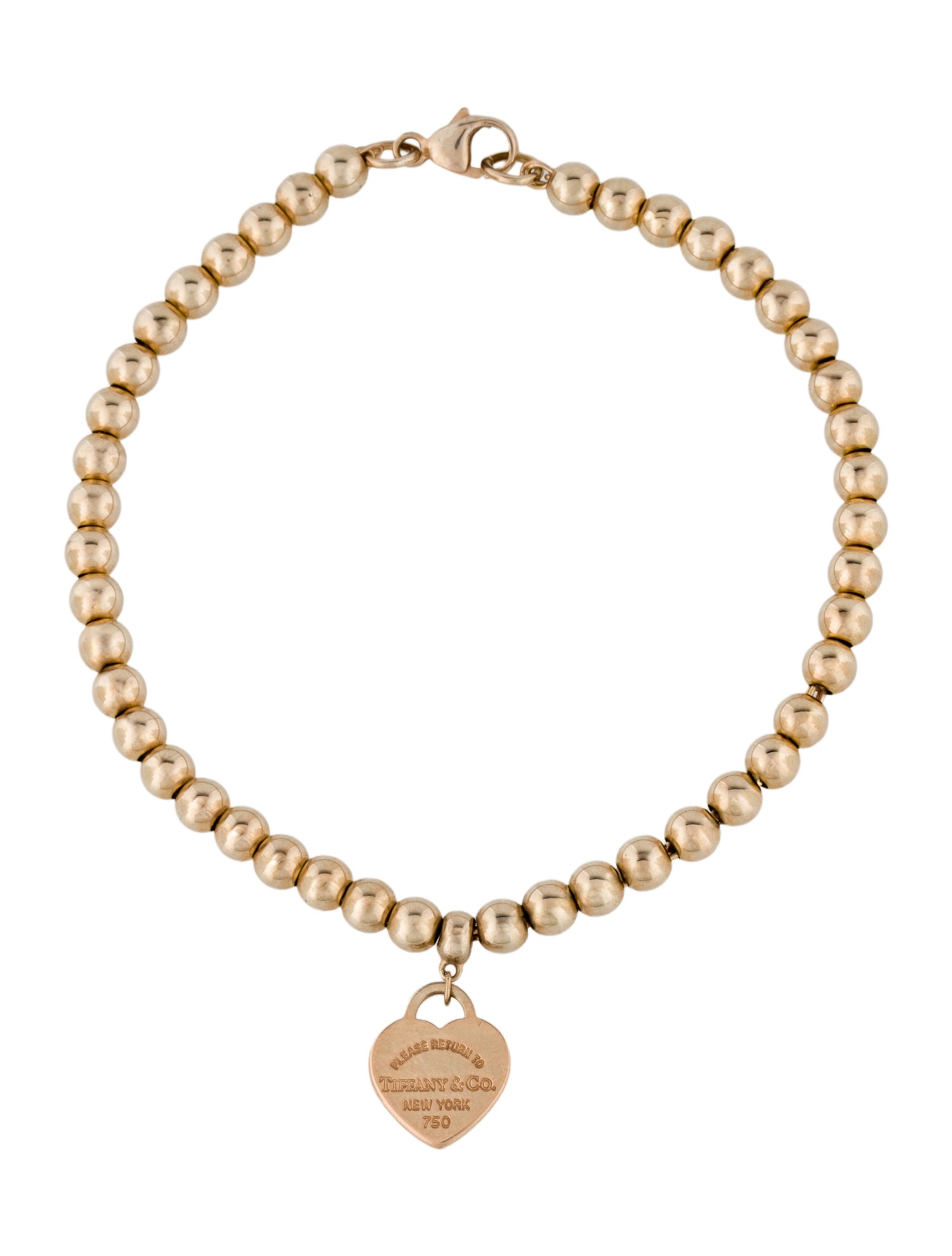 Tiffany & Co. 18K Heart Tag Bead Bracelet