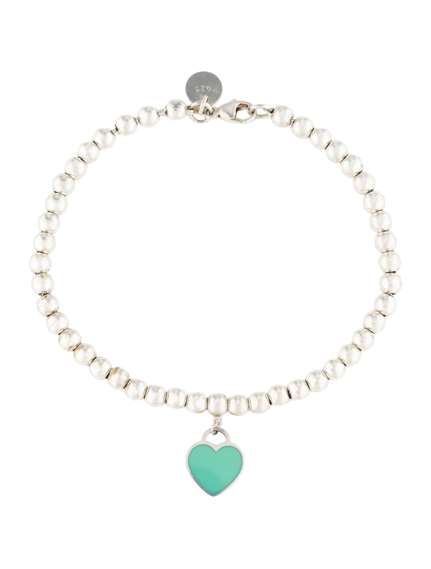 Tiffany & Co. Enamel Heart Tag Bead Bracelet