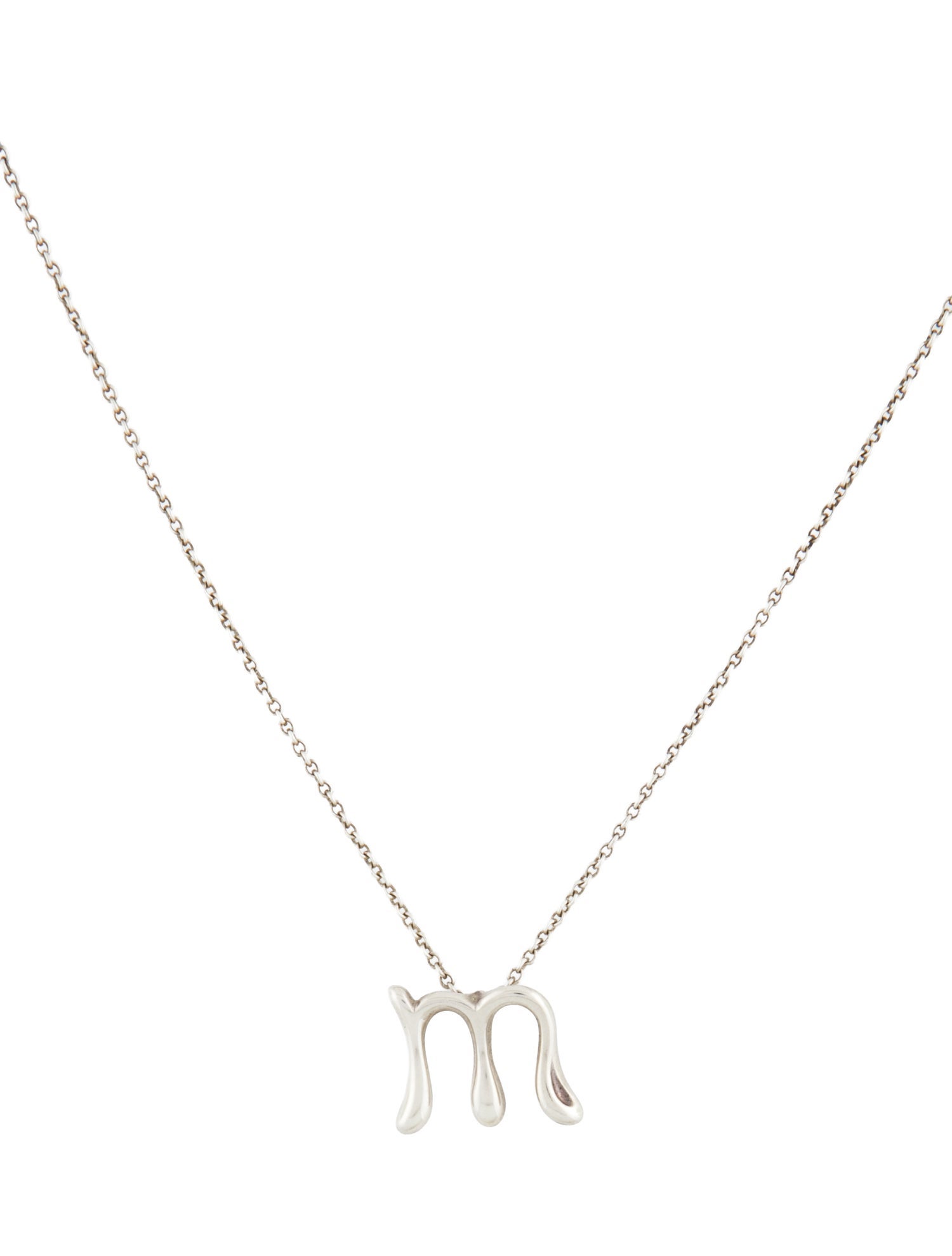 Tiffany & Co. Alphabet Letter 'M' Pendant Necklace