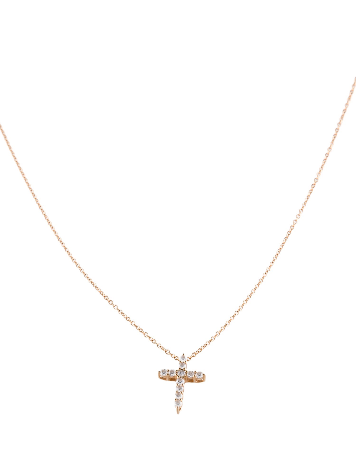 Tiffany & Co. 18K Diamond Cross Pendant Necklace