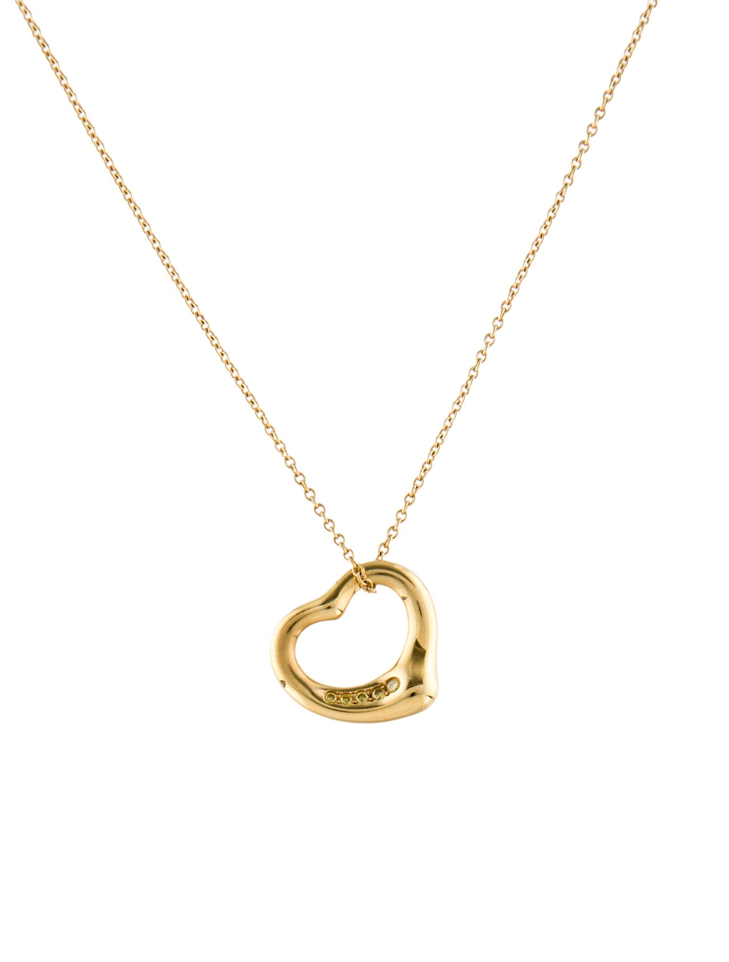 Tiffany & Co. 18K Diamond Open Heart Pendant Necklace