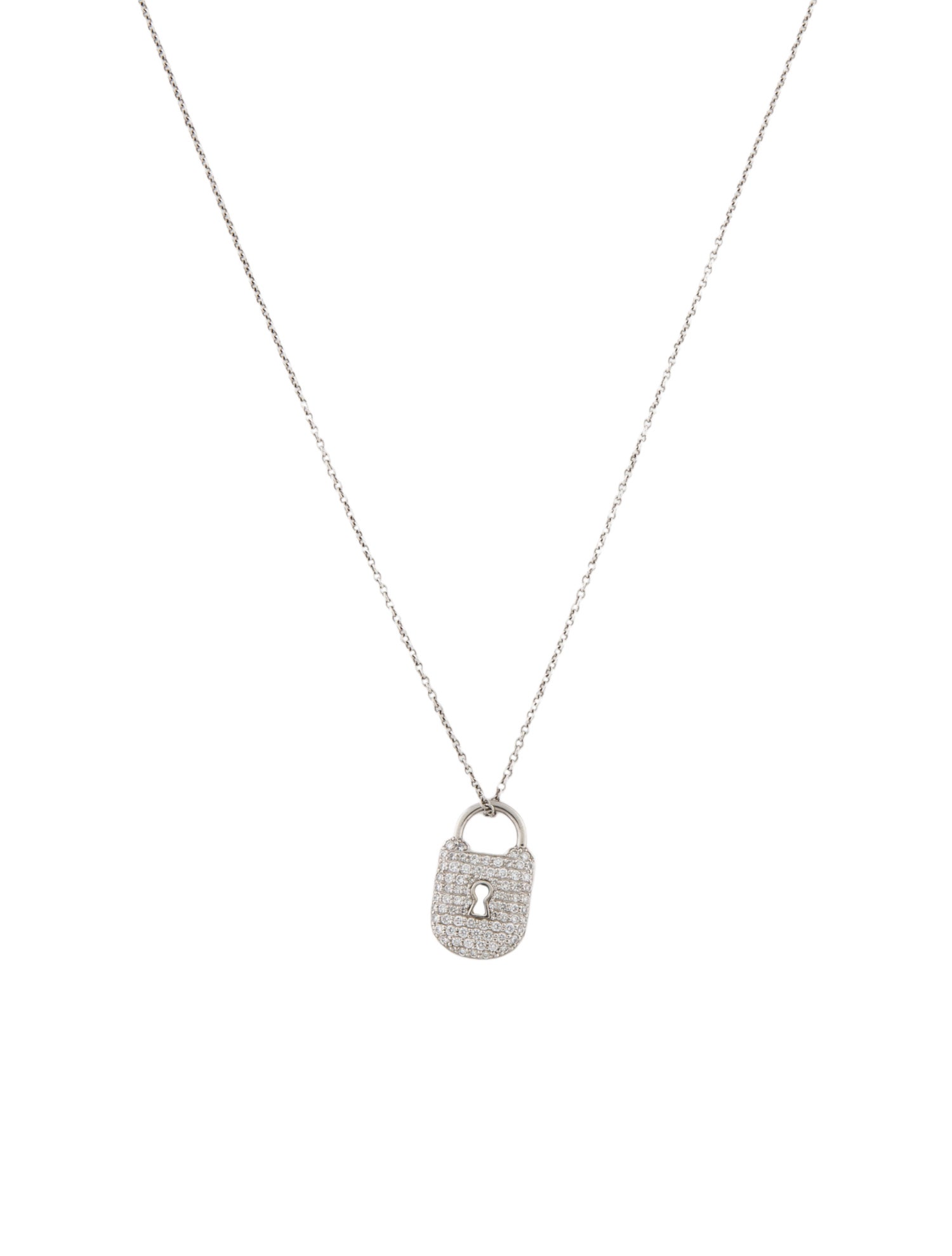 Tiffany & Co. Platinum Diamond Vintage Lock Pendant Necklace
