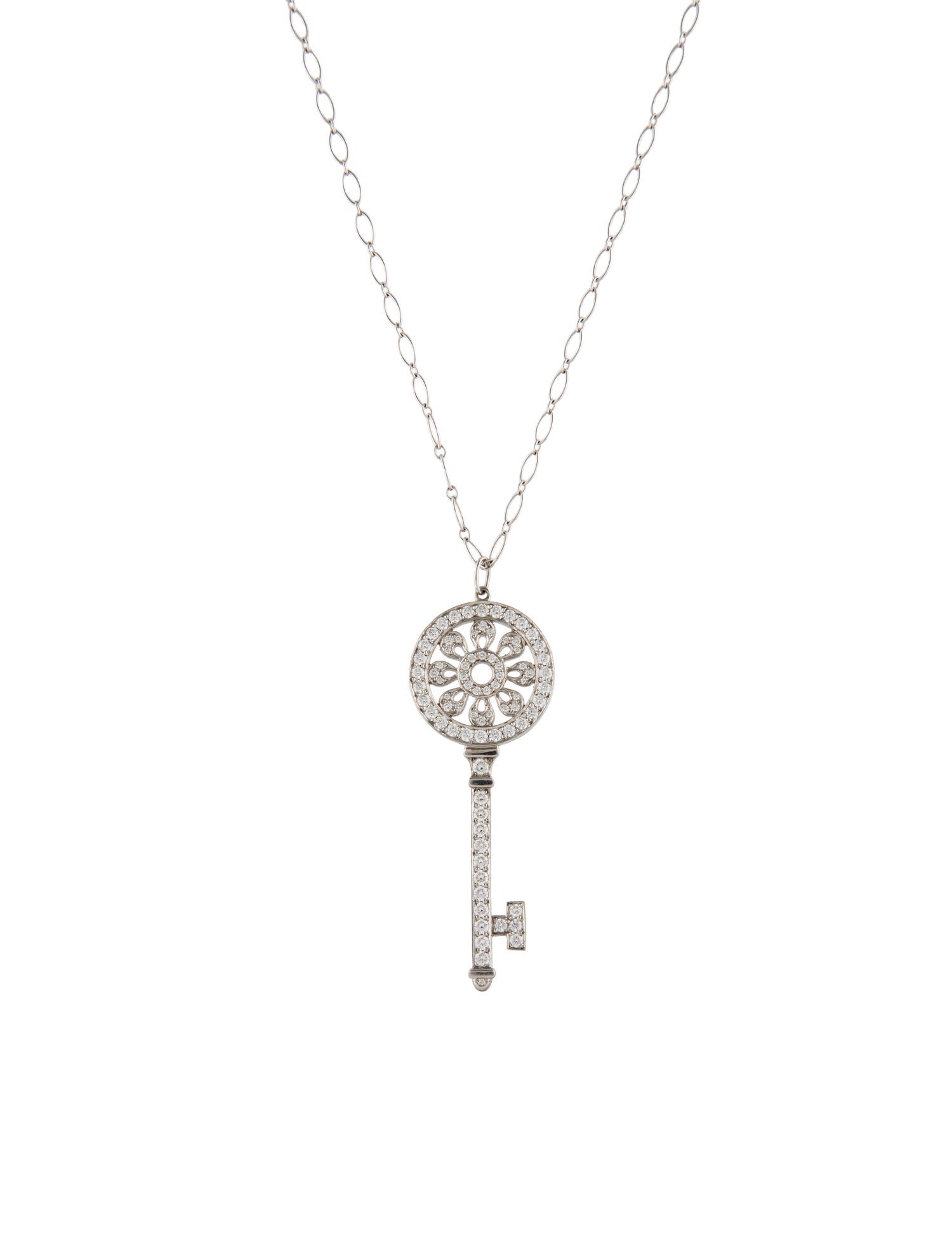 Tiffany & Co. 1.18ctw Diamond Petals Key Pendant Necklace