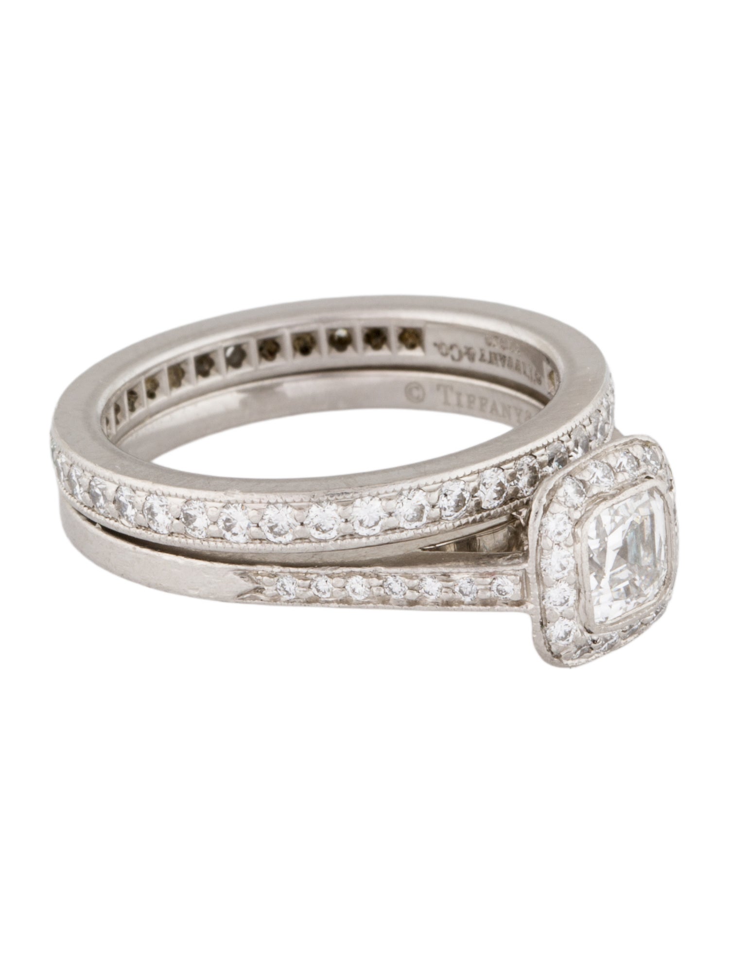 Tiffany & Co. Platinum 1.11ctw Diamond Wedding Set