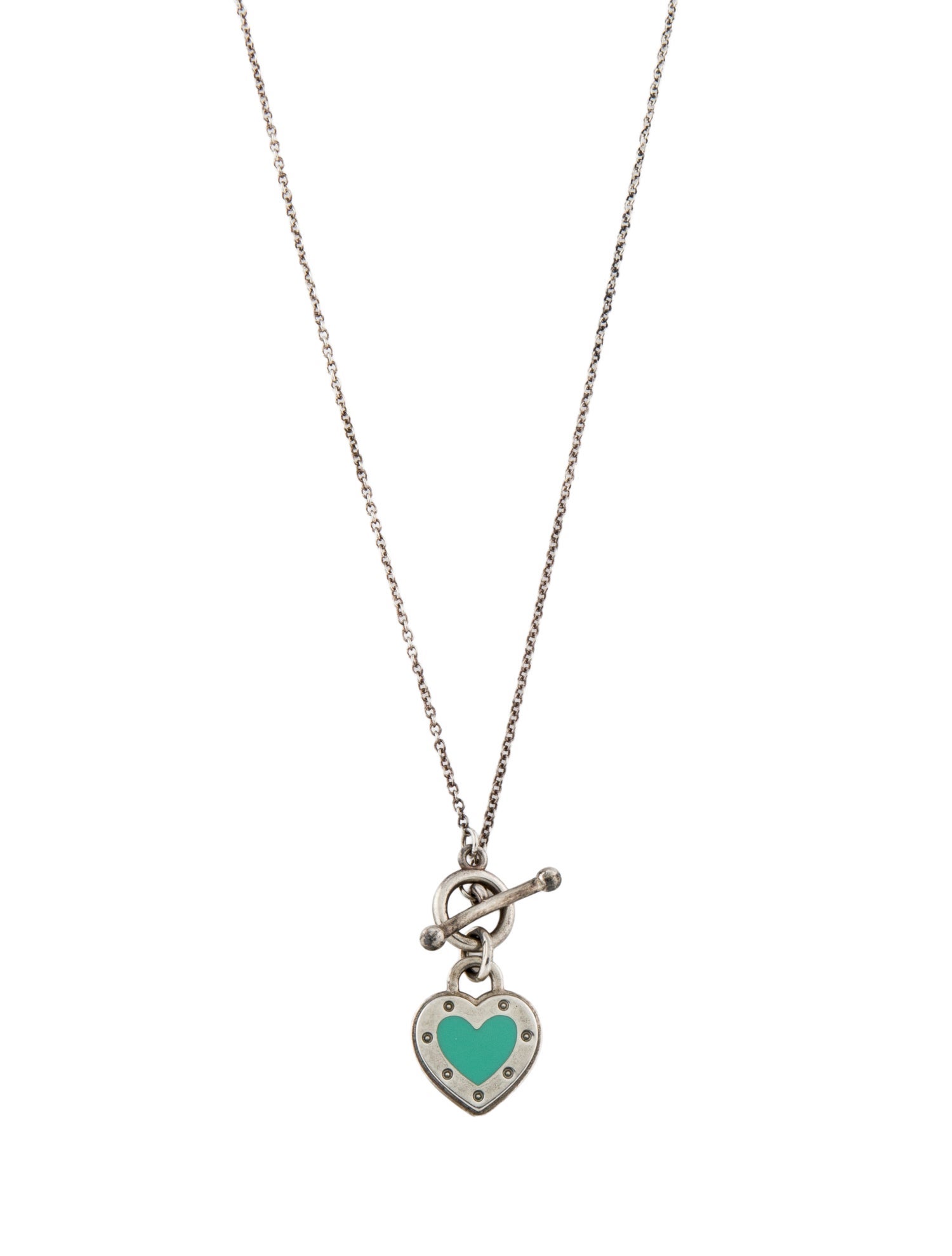 Tiffany & Co. Enamel Love Heart Tag Toggle Pendant Necklace