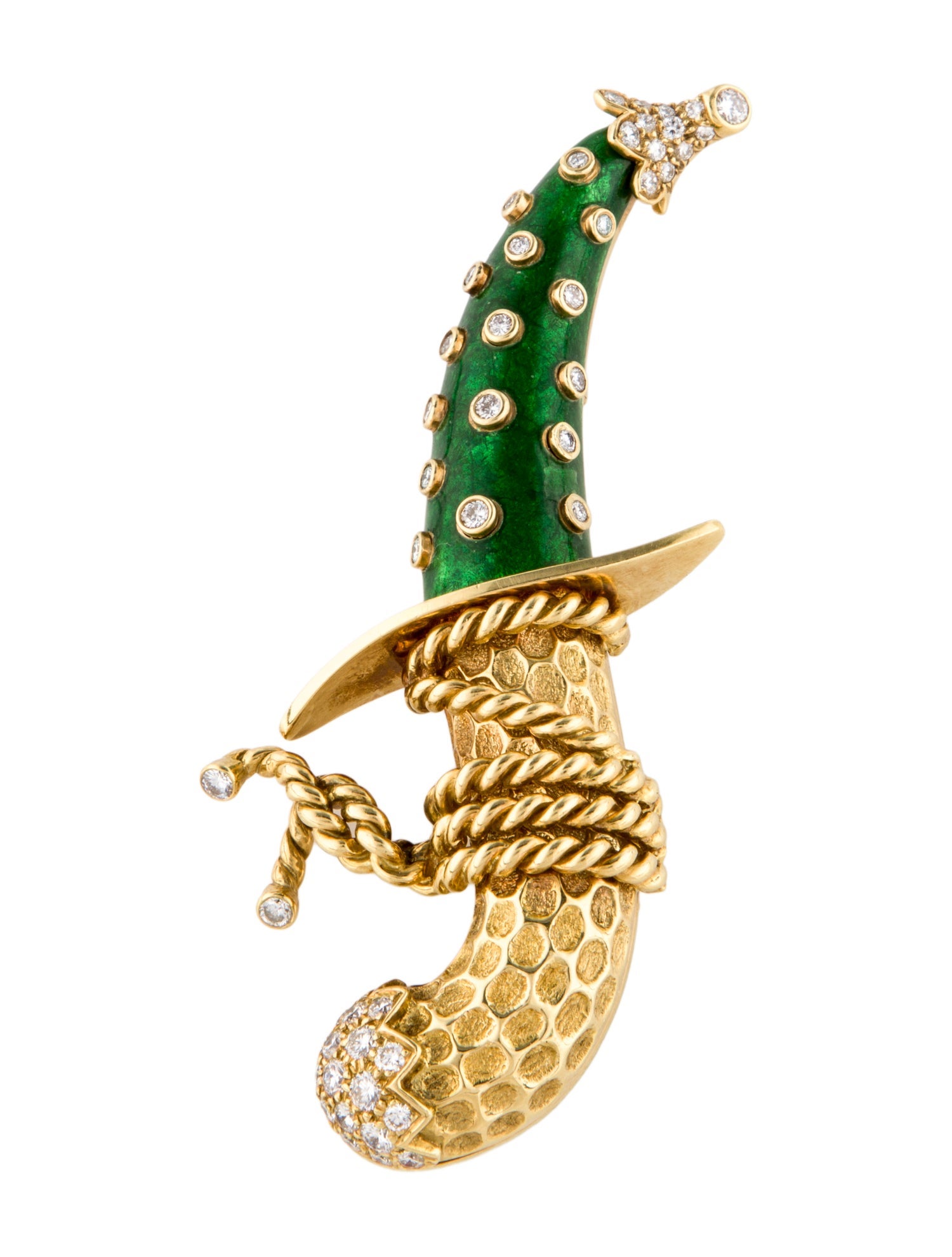 Tiffany & Co. 18K 1.25ctw Diamond & Enamel Dagger Brooch