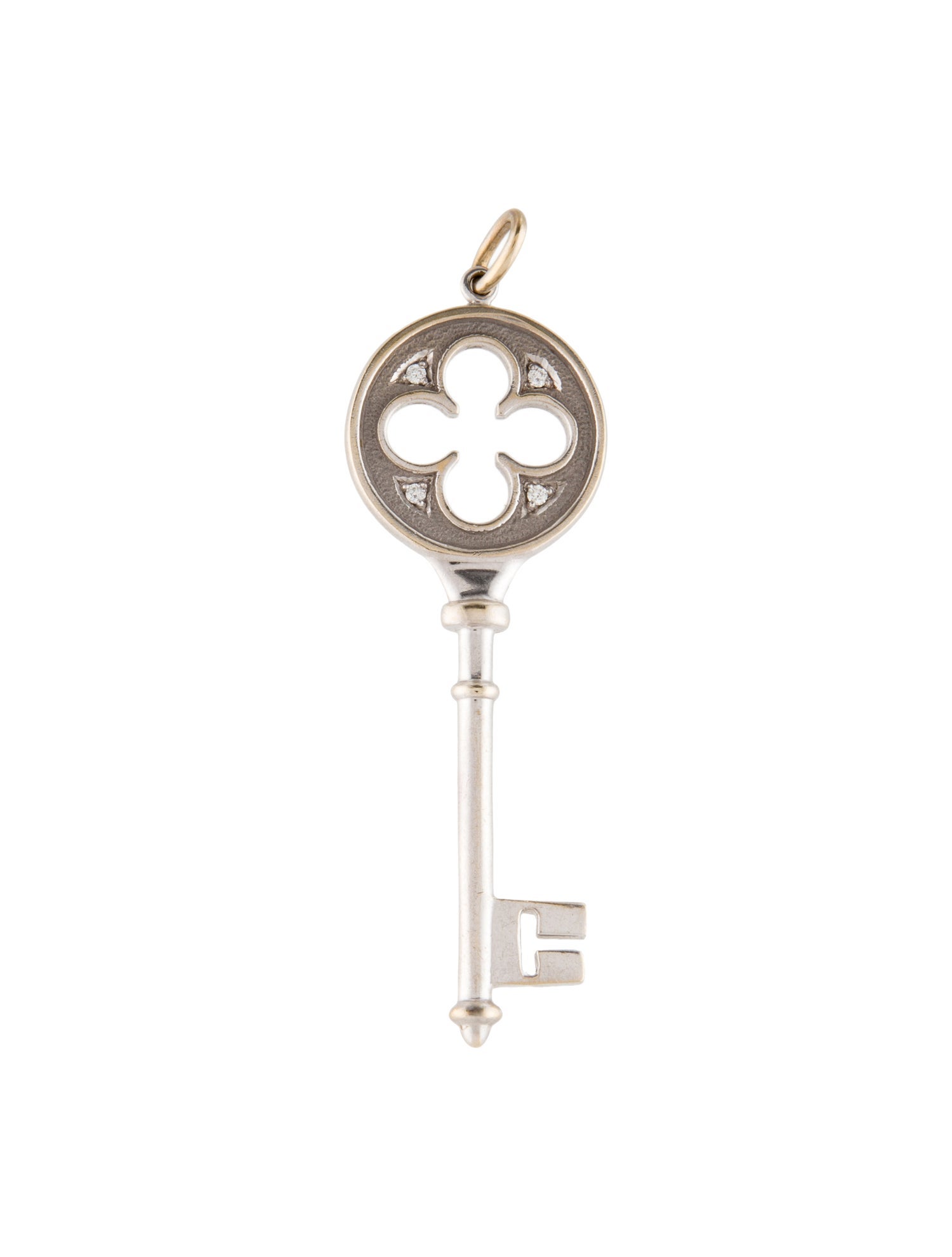 Tiffany & Co. 18K Diamond Clover Key Pendant