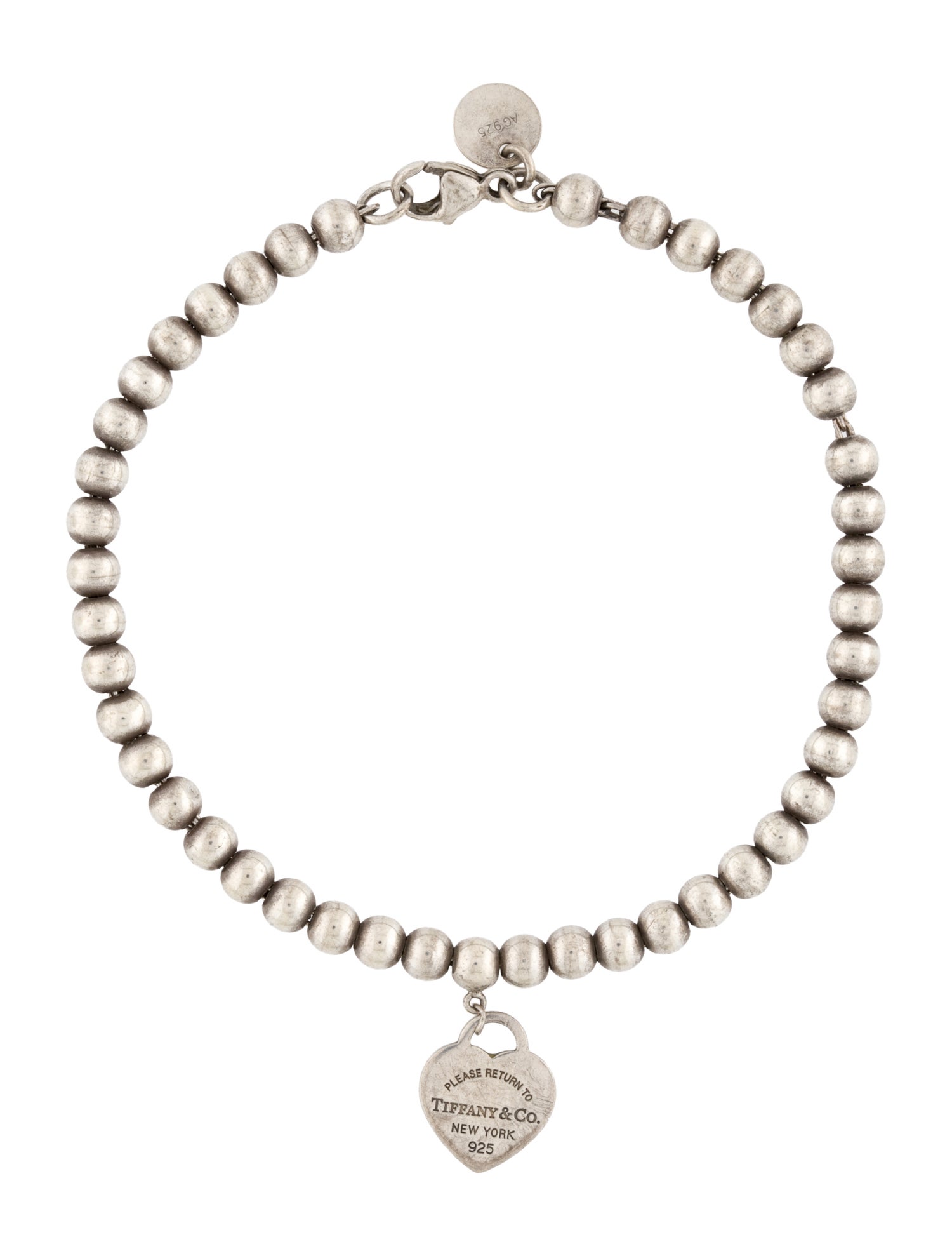 Tiffany & Co. Enamel Heart Tag Bead Bracelet